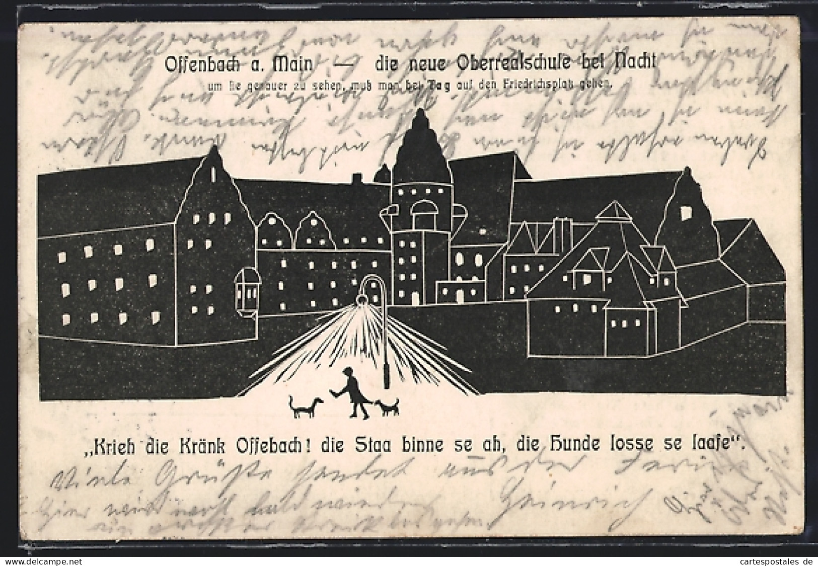 AK Offenbach A. Main, Die Neue Oberrealschule Bei Nacht  - Offenbach