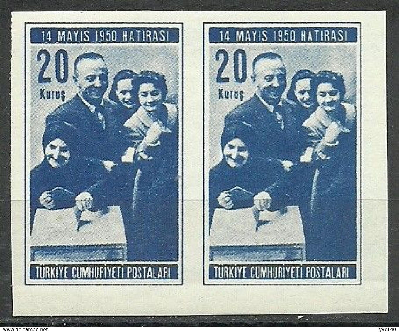 Turkey; 1950 General Elections 20 K. ERROR "Imperf. Pair" - Neufs
