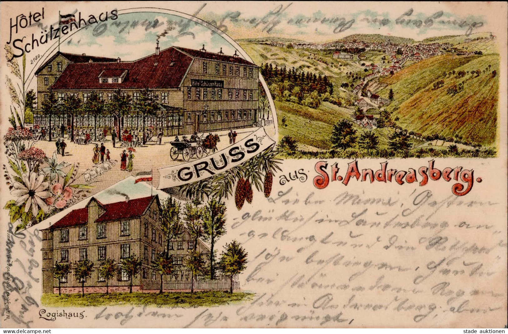 St. Andreasberg (3424) Hotel Schützenhaus Logishaus 1896 I-II (Ecke Gestaucht) - Bad Sachsa