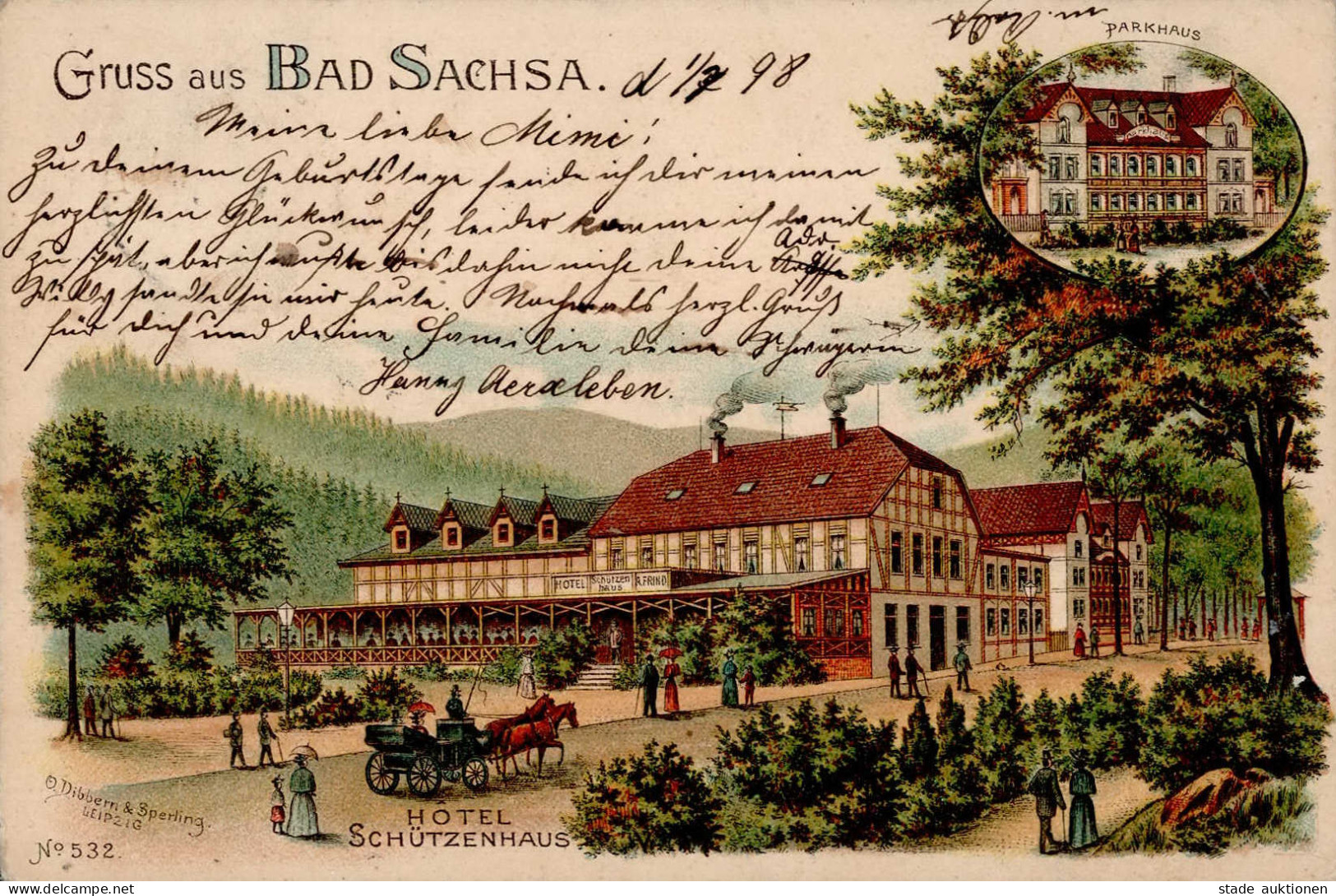 Bad Sachsa (3423) Hotel Schützenhaus 1898 II (Ecken Abgestoßen) - Bad Sachsa