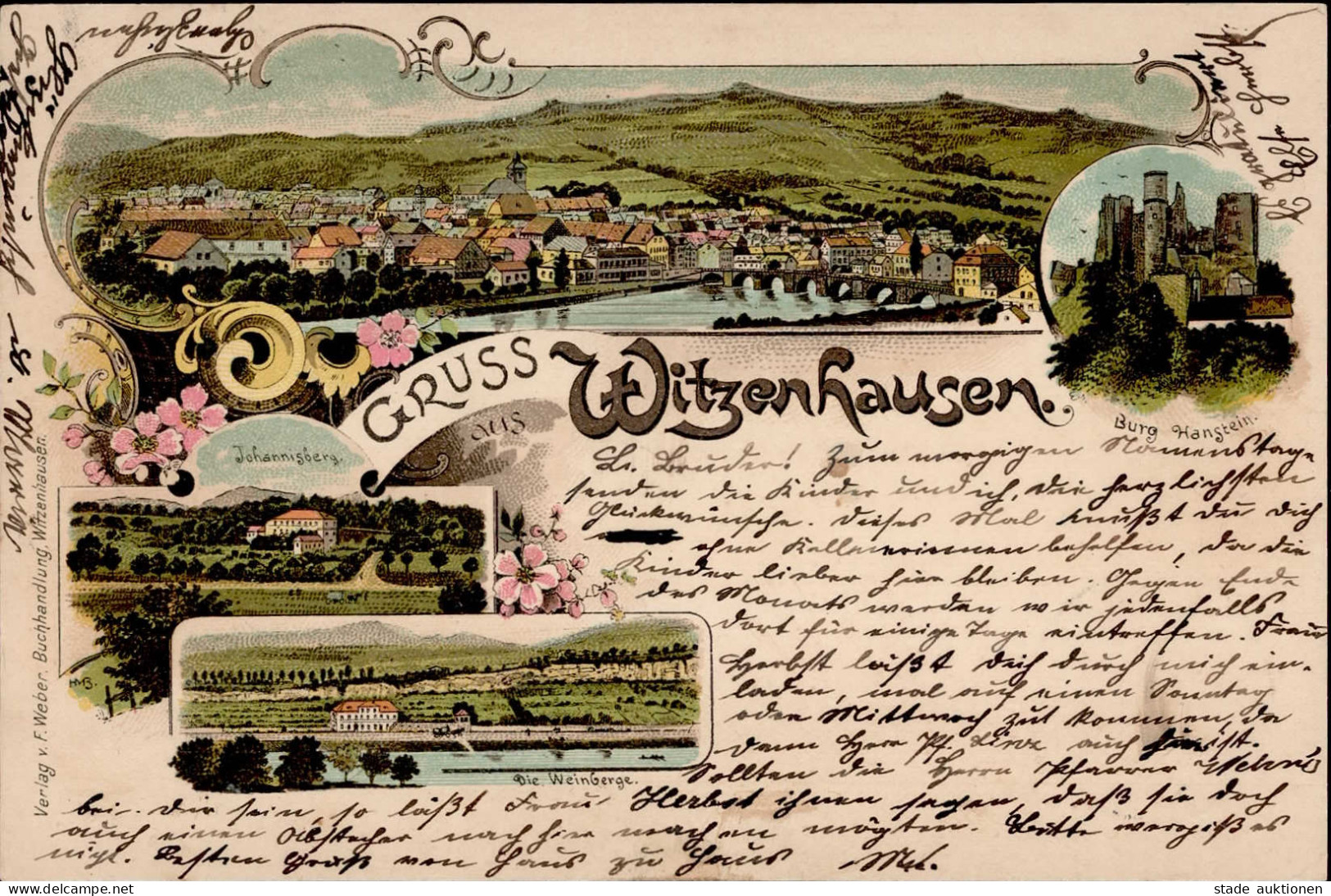 Witzenhausen (3430) Burg Hanstein Johannisberg Weinberge 1898 I-II (fleckig) - Other & Unclassified