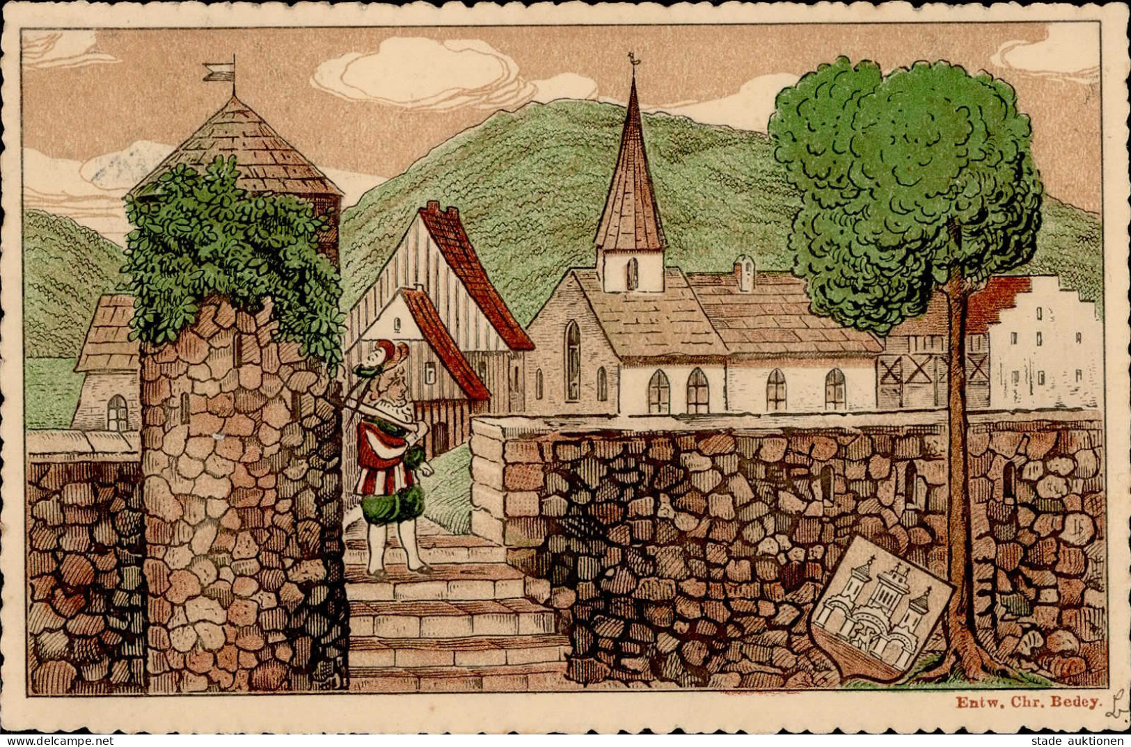 Bodenwerder (3452) Heimatfest 400. Jähriges Schützenjubiläum 19.-26. Juli 1914 Künstlersteindruck I- - Other & Unclassified
