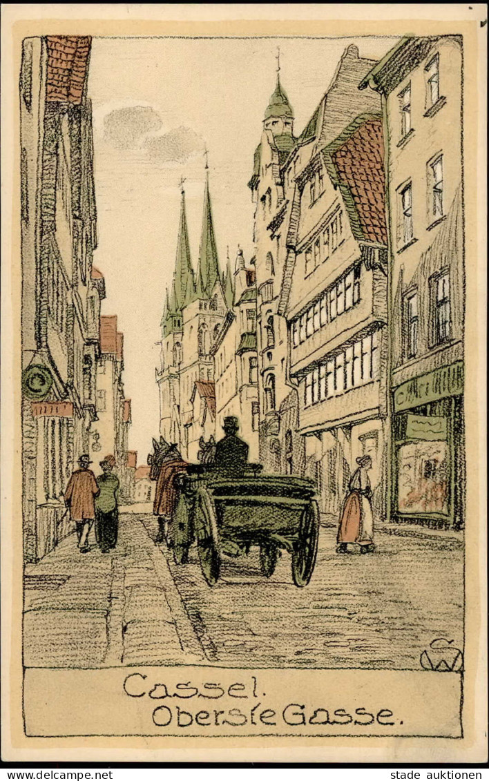 Kassel (3500) Oberste Gasse Künstlerkarte SW I-II (fleckig) - Kassel