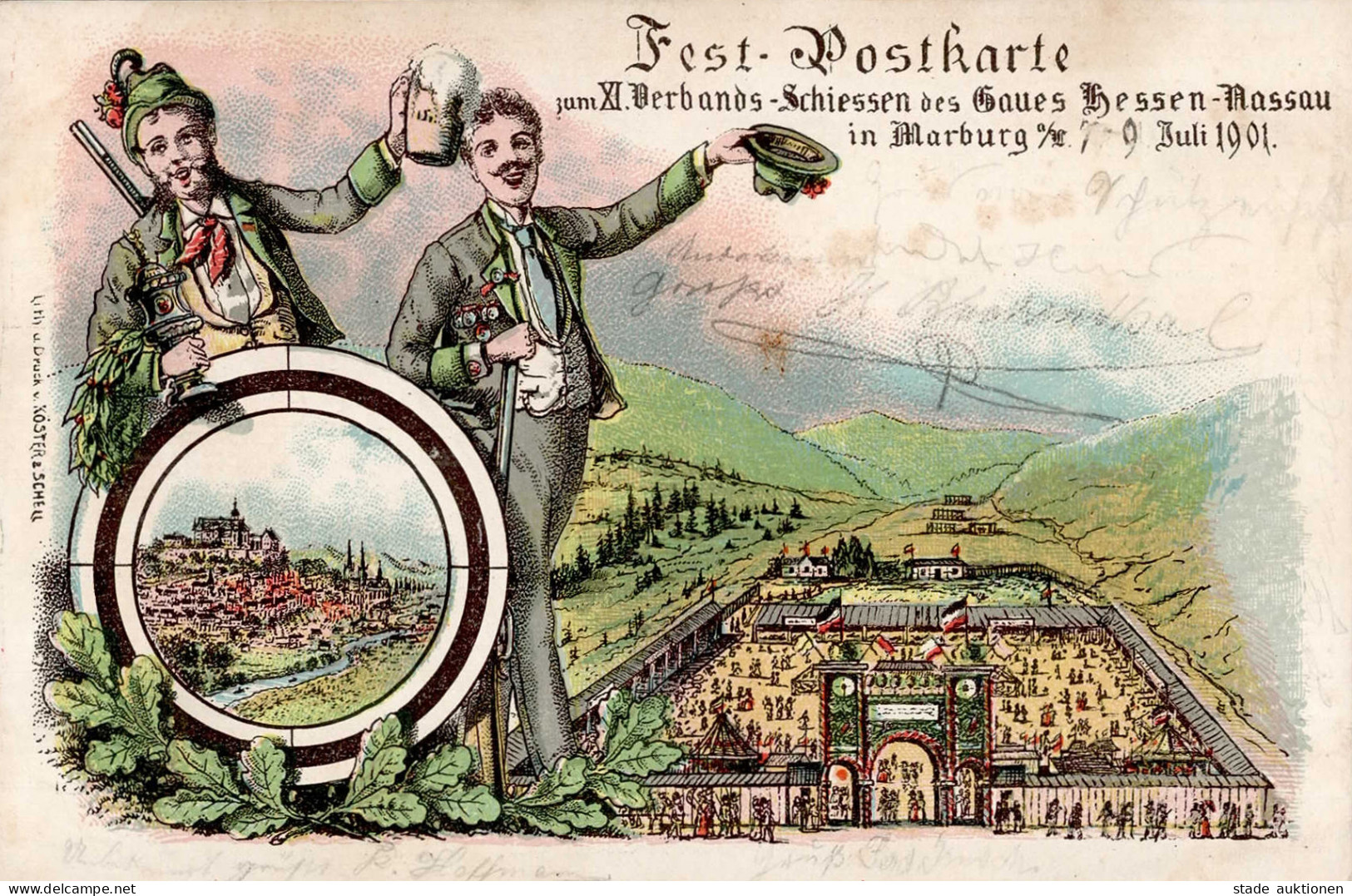 Marburg (3550) XI. Verbandsschießen Des Gaues Hessen-Nassau 7. Bis 9. Juli 1901 II (Stauchung) - Marburg