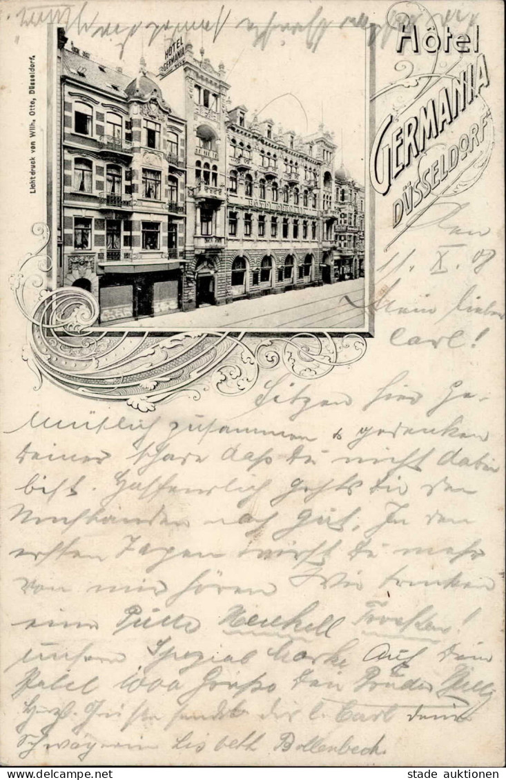 Düsseldorf (4000) Hotel Germania 1908 I-II (fleckig) - Duesseldorf