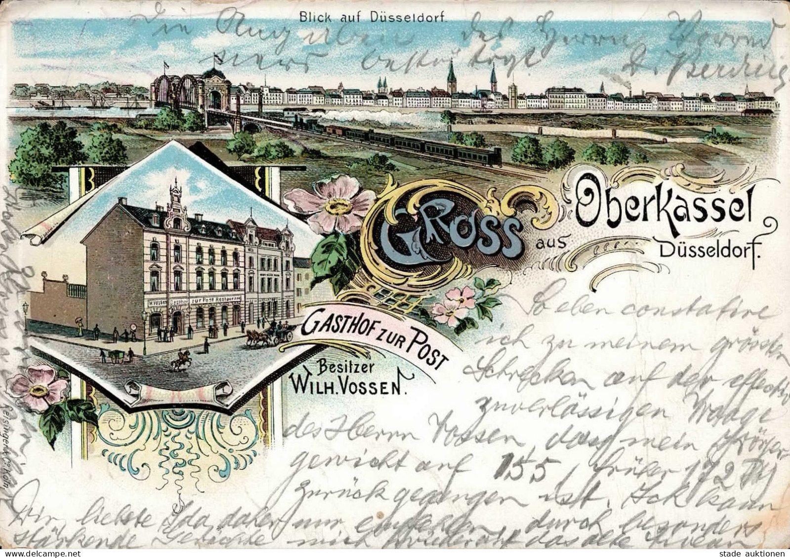 Düsseldorf Oberkassel (4000) Gasthaus Zur Post Eisenbahn 1898 II (Stauchungen) Chemin De Fer - Duesseldorf