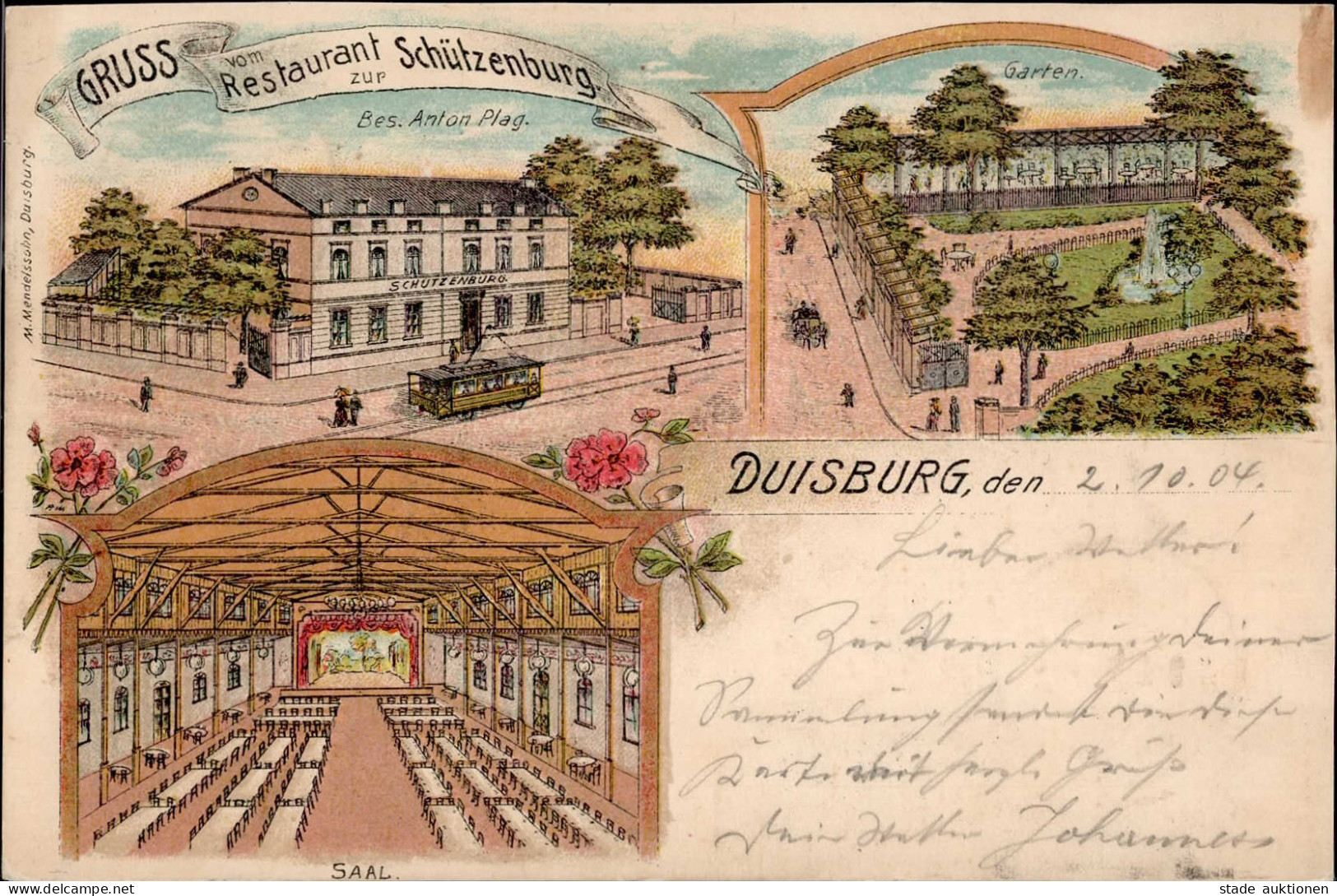 Duisburg (4100) Gasthaus Schützenburg Straßenbahn 1904 II (kleine Stauchung) - Duisburg