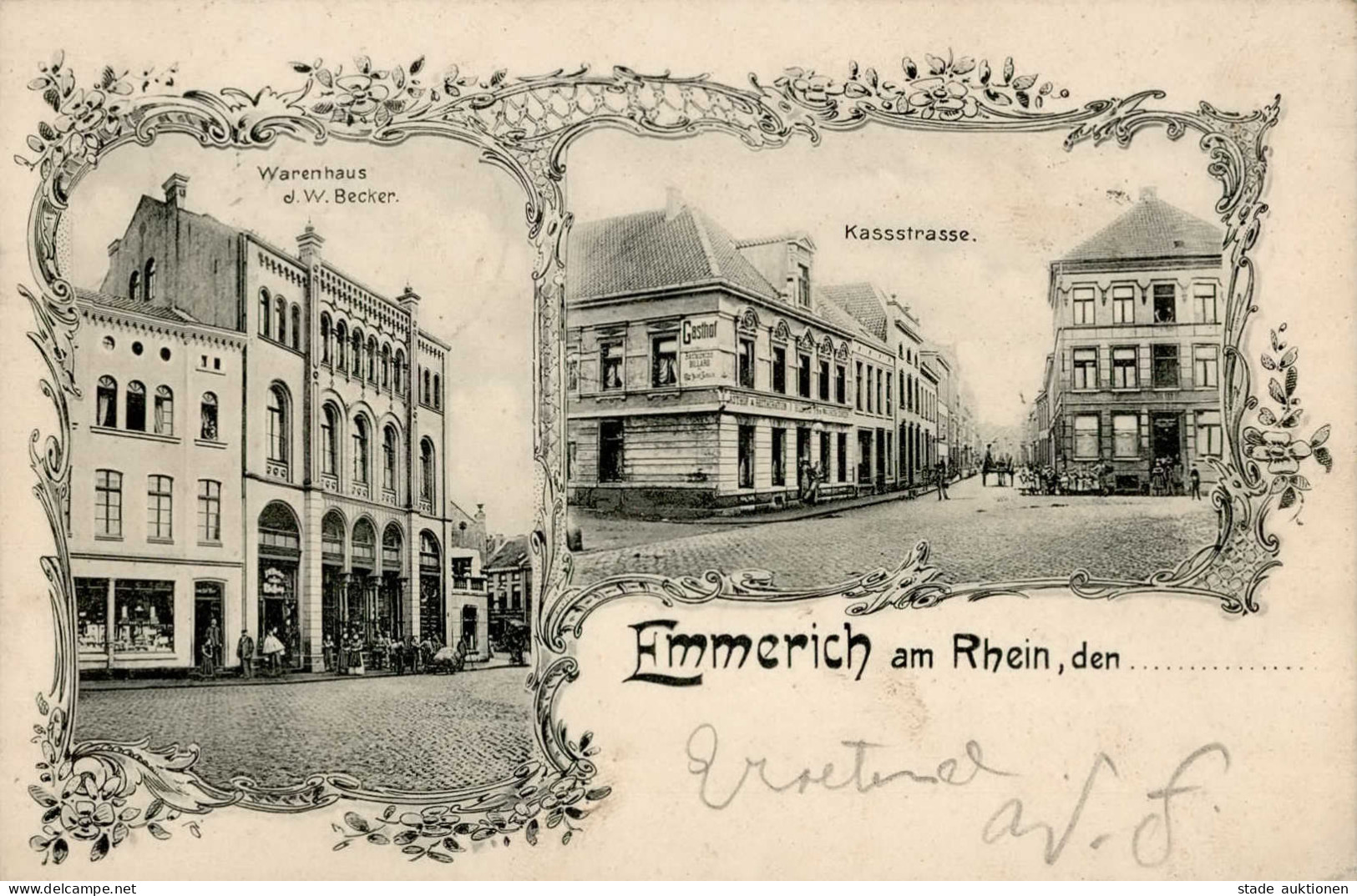 Emmerich (4240) Warenhandlung W. Becker Kassstraße 1900 I-II (fleckig, Ecken Gestaucht) - Emmerich