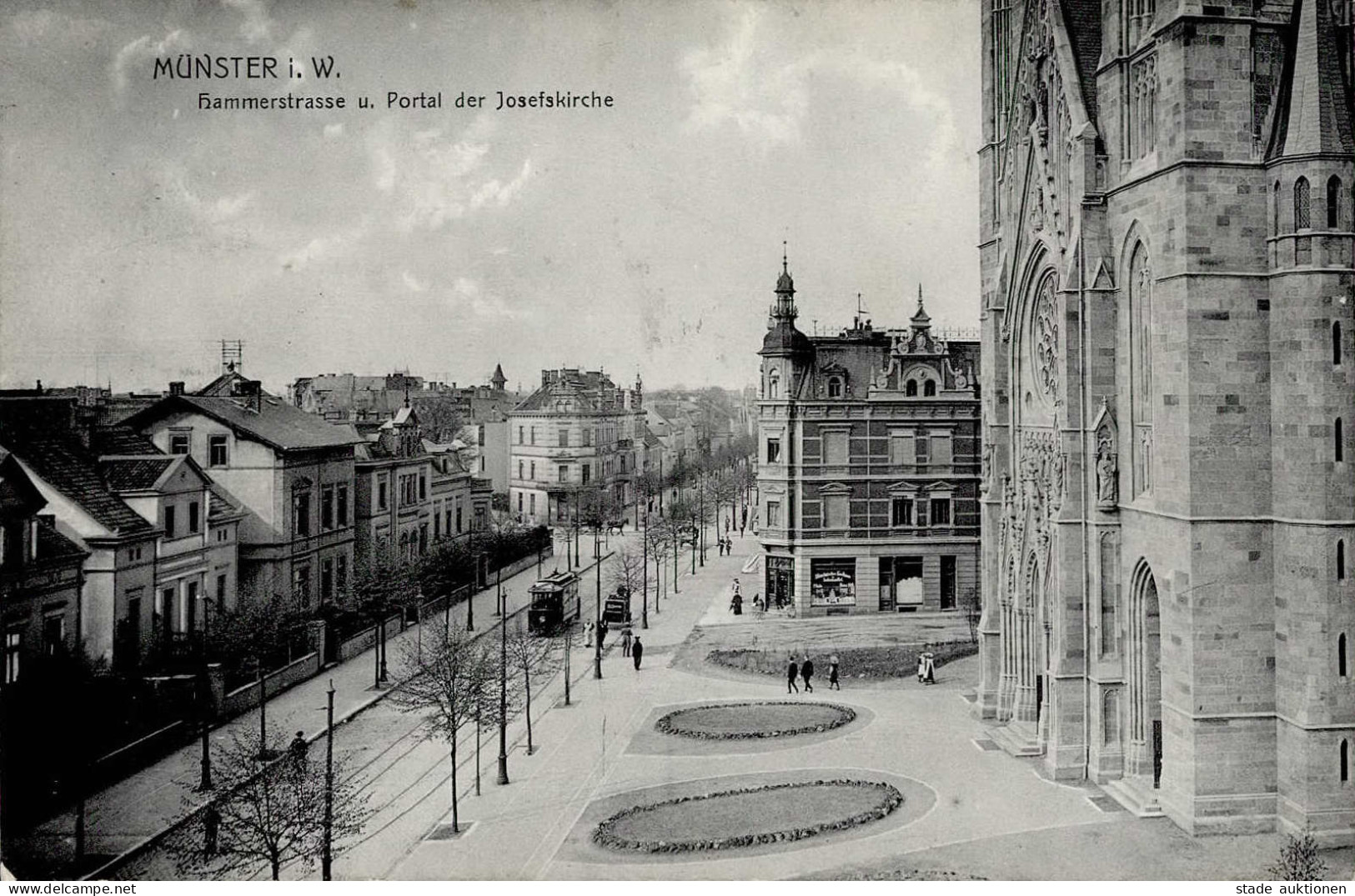 Münster (4400) Hammerstrasse Josefskirche Straßenbahn 1906 II (kleine Stauchung) - Muenster