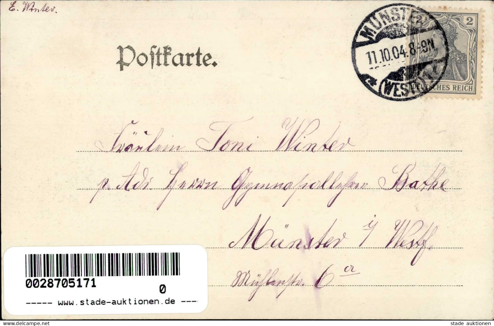 Münster (4400) Zigarrenhandlung Hütten Parfümeriehandlung 1904 I- - Muenster