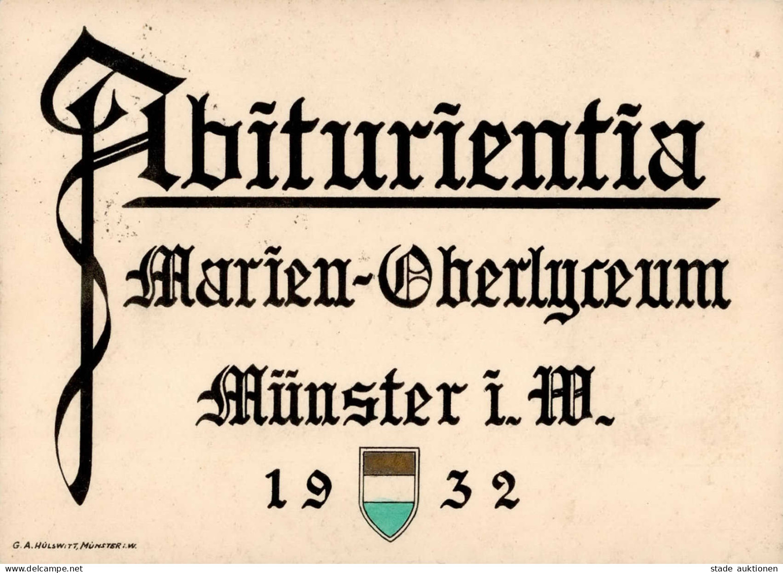 Münster (4400) Abiturientia Marien-Oberlyceum 1932 Studentika I - Muenster