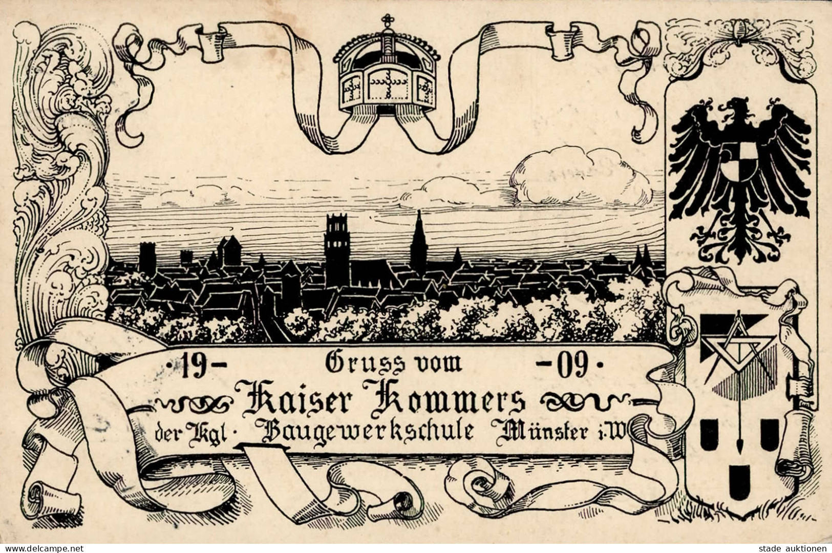 Münster (4400) Kaiser Kommers Der Kgl. Baugewerkschule 1909 I-II (Stauchung) - Münster