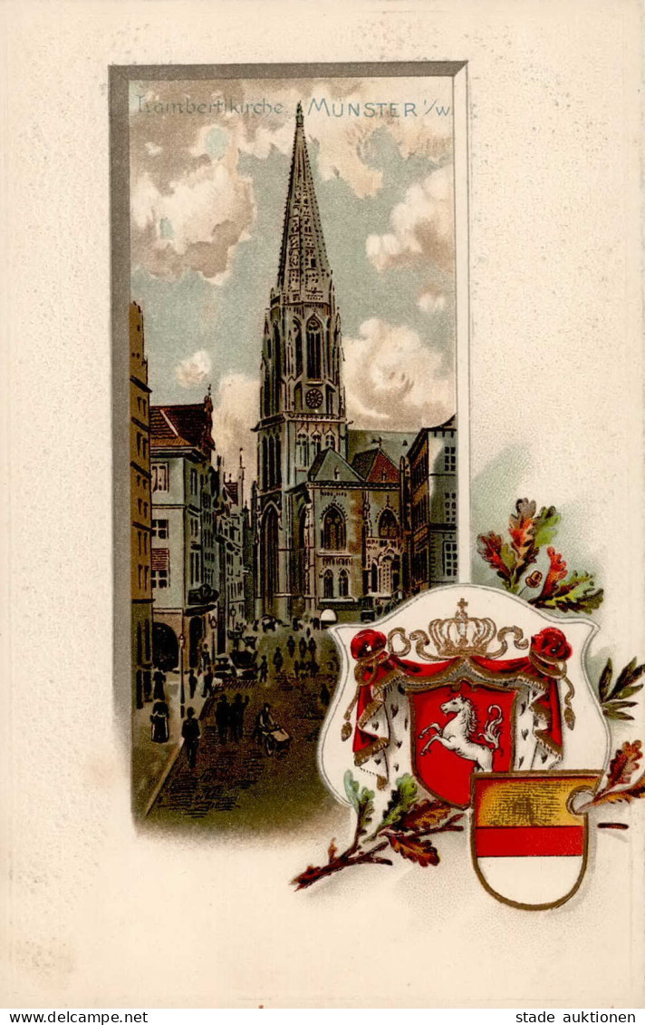 Münster (4400) Lambertikirche Prägekarte I- - Muenster