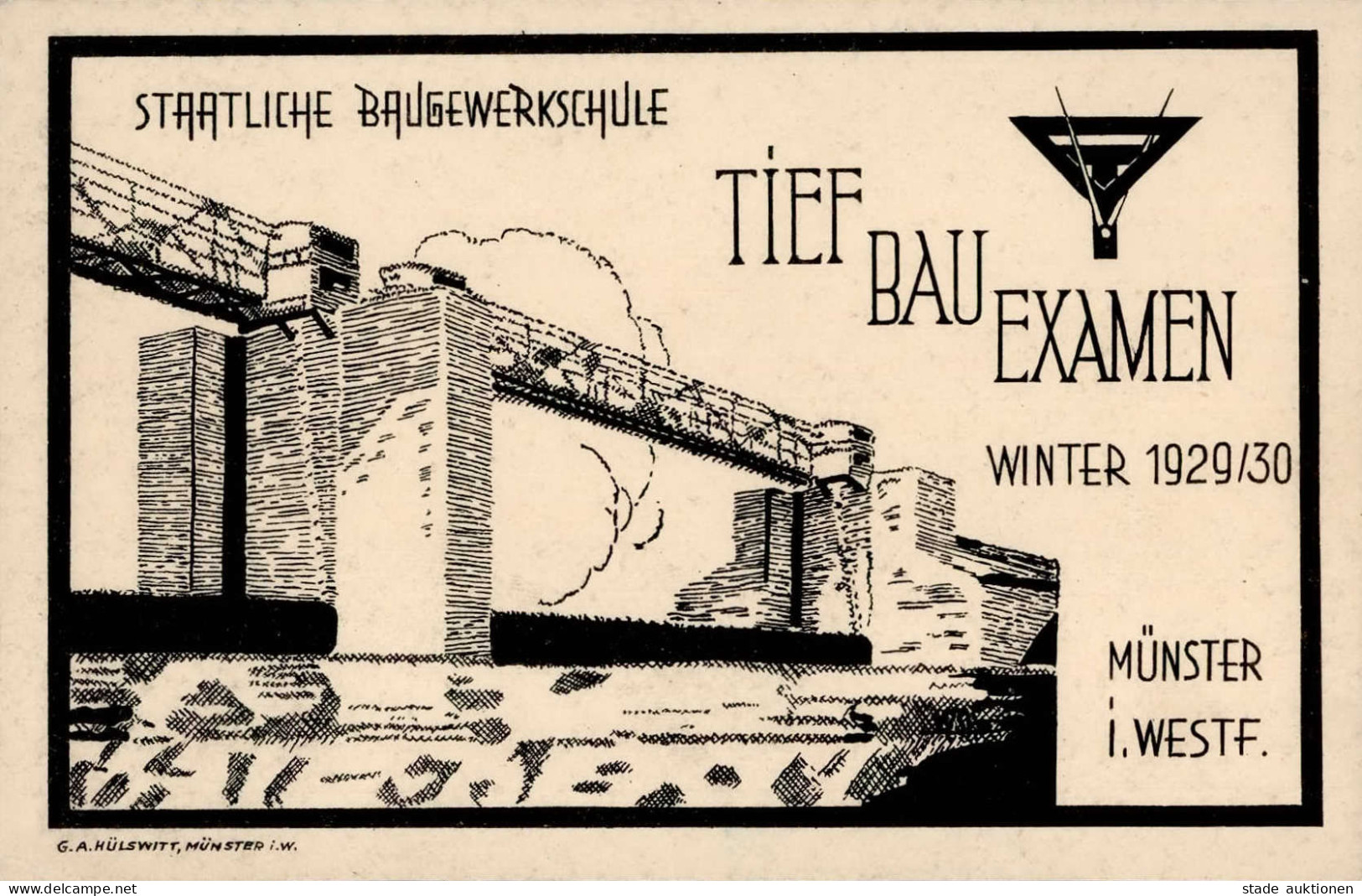 Münster (4400) Staatl. Baugewerkschule Tiefbau-Examen 1929/30 I- - Muenster