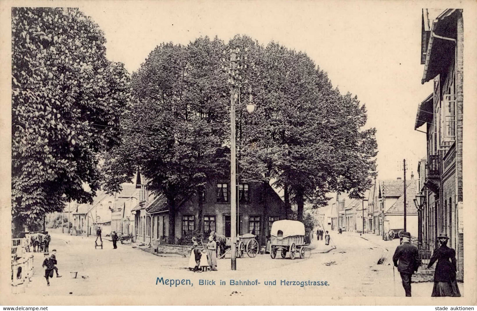 Meppen (4470) Bahnhofstrasse Herzogstrasse Bahnpost Oldenburg-Neuschanz Zug 221 1914 I-II - Sonstige & Ohne Zuordnung