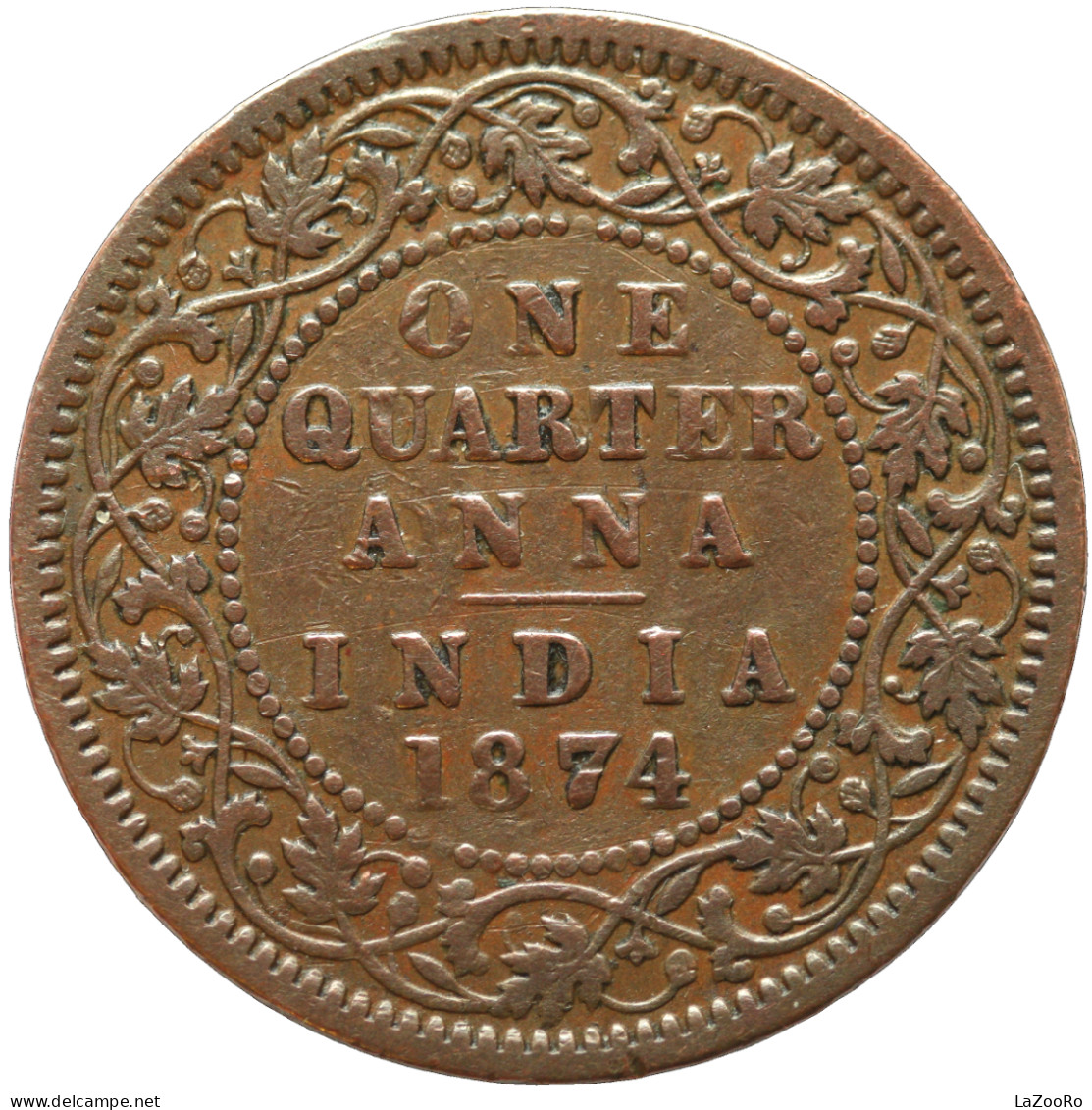 LaZooRo: British India 1/4 Anna 1874 VF - Kolonies