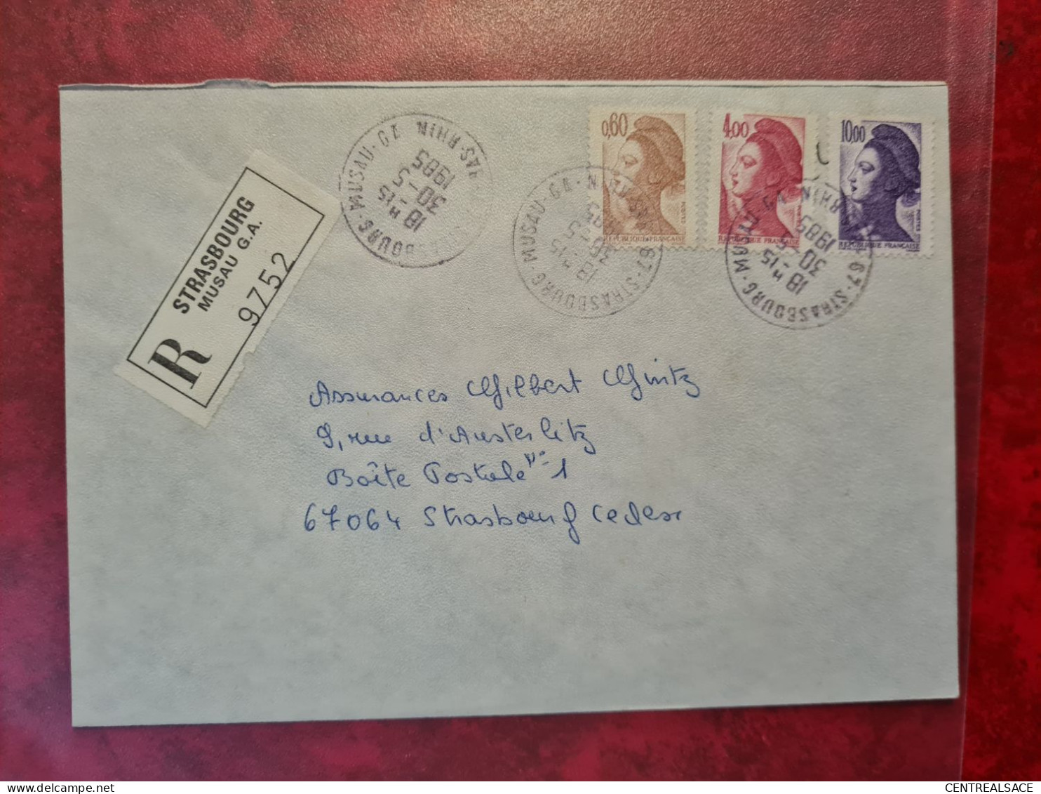 LETTRE RECOMMANDE 1985 STRASBOURG MUSEAU G.A. - Other & Unclassified