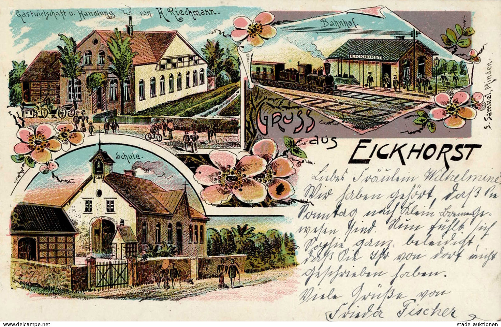 Eickhorst (4955) Gasthaus Und Handlung Riechmann Schule Bahnhof Eisenbahn I Chemin De Fer - Other & Unclassified