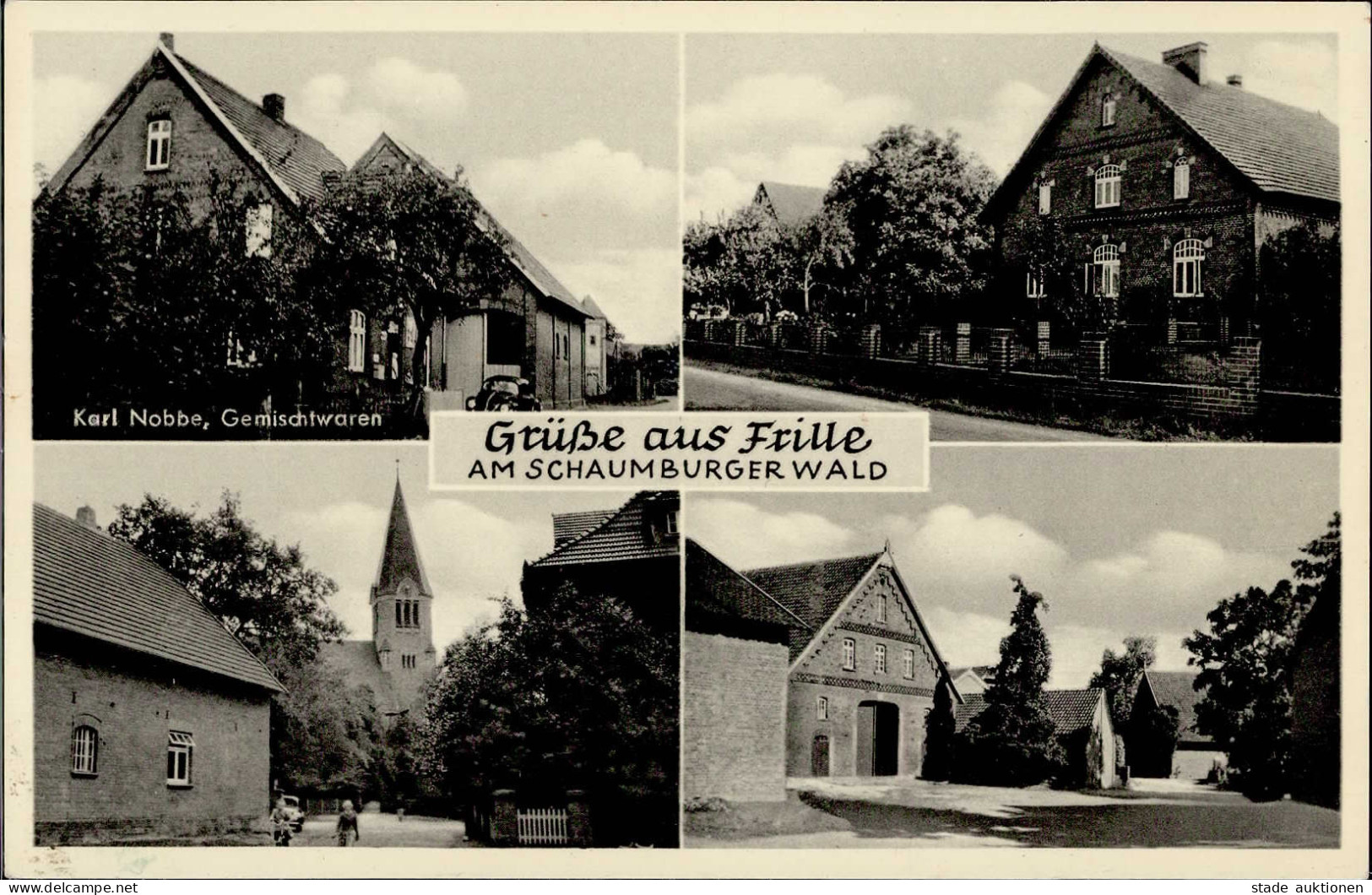 Frille, Kreis Schaumburg-Lippe (4953) Schaumburgerwald Handlung Gemischtwaren K. Nobbe Kirche I- - Other & Unclassified