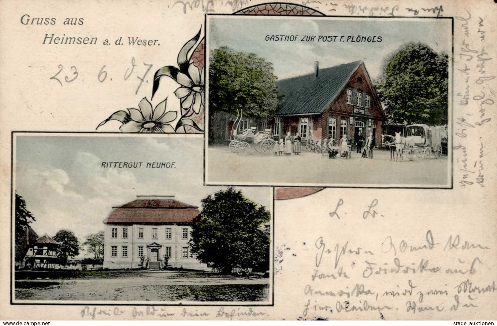 Heimsen (4953) Gasthaus Zur Post F. Plönges Rittergut Neuhof 1907 I-II (Ecke Beschädigt, Fleckig) - Other & Unclassified