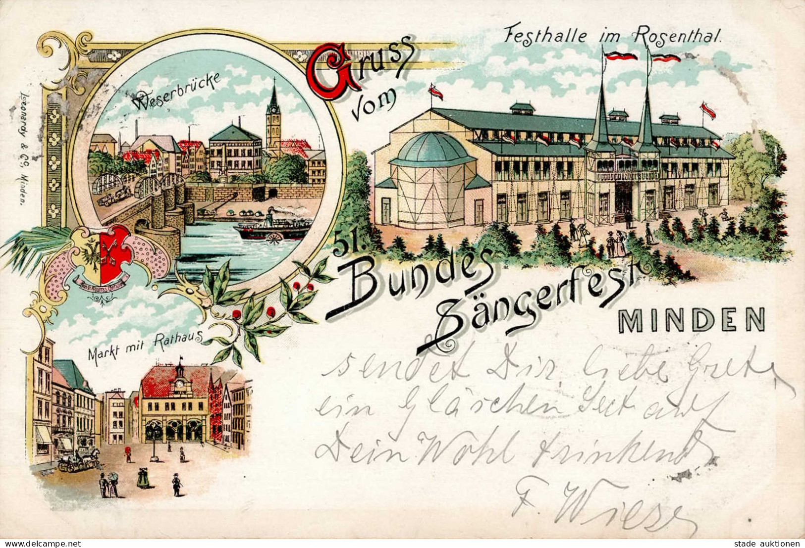 Minden (4950) 51. Bundessängerfest Rathaus 1897 I- - Minden
