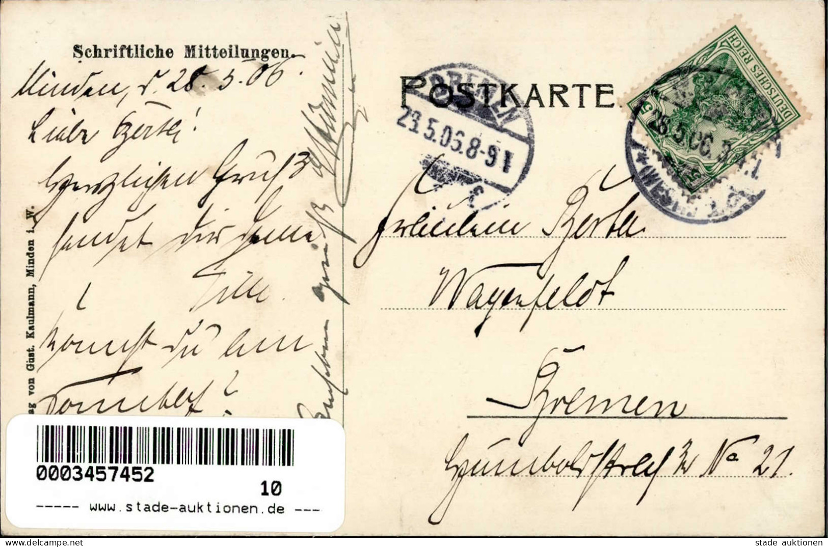 Minden (4950) Die Neue Oberpostdirektion 1906 I-II (Ecke Gestaucht) - Minden