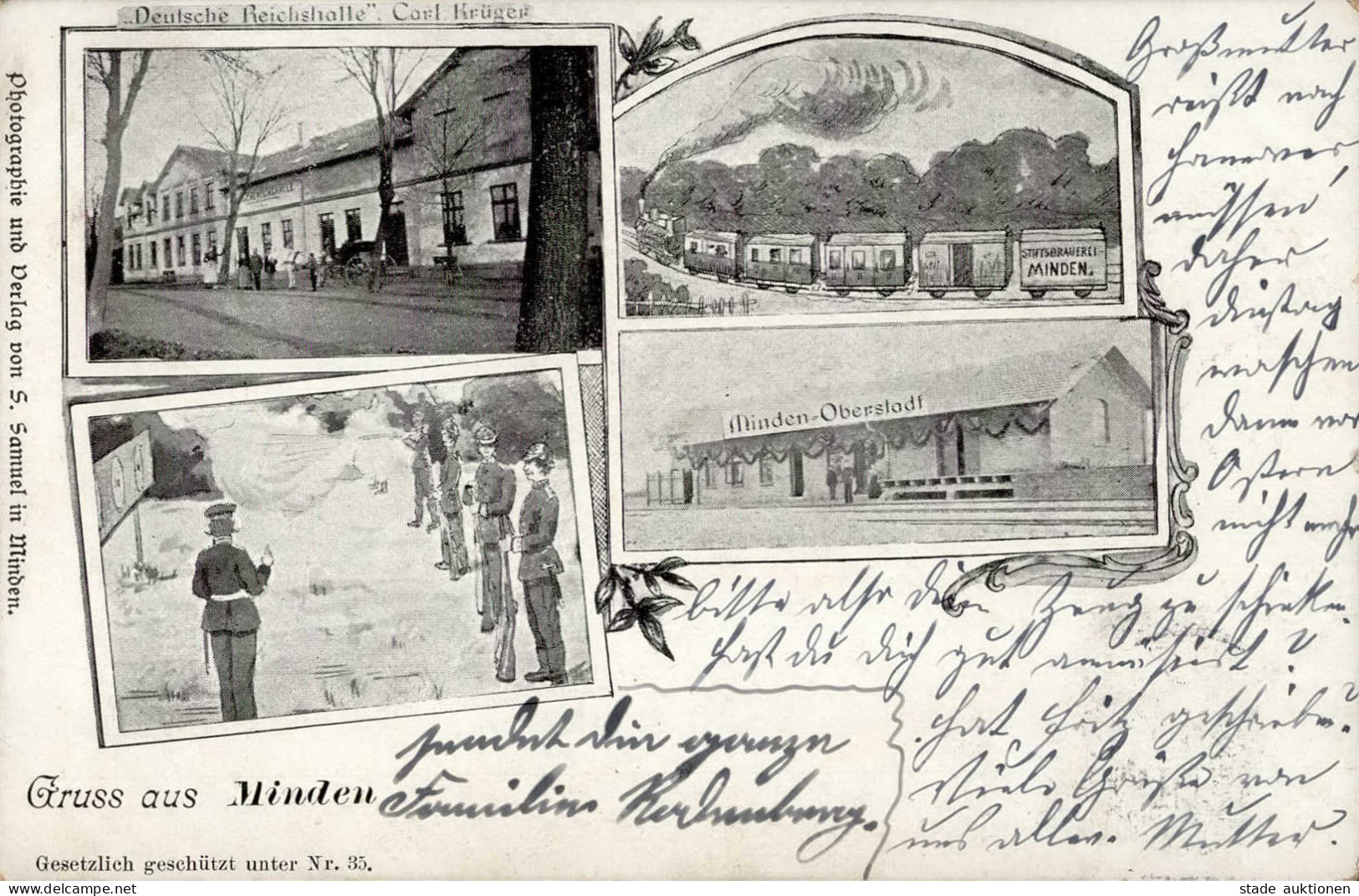 Minden (4950) Gasthaus Zur Deutschen Reichshalle Eisenbahn Bahnhof 1904 I-II Chemin De Fer - Minden