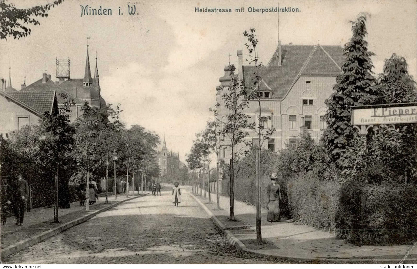 Minden (4950) Heidestrasse Oberpostdirektion Postamt 1907 I-II (VS Fleckig Ecke Gestaucht) - Minden