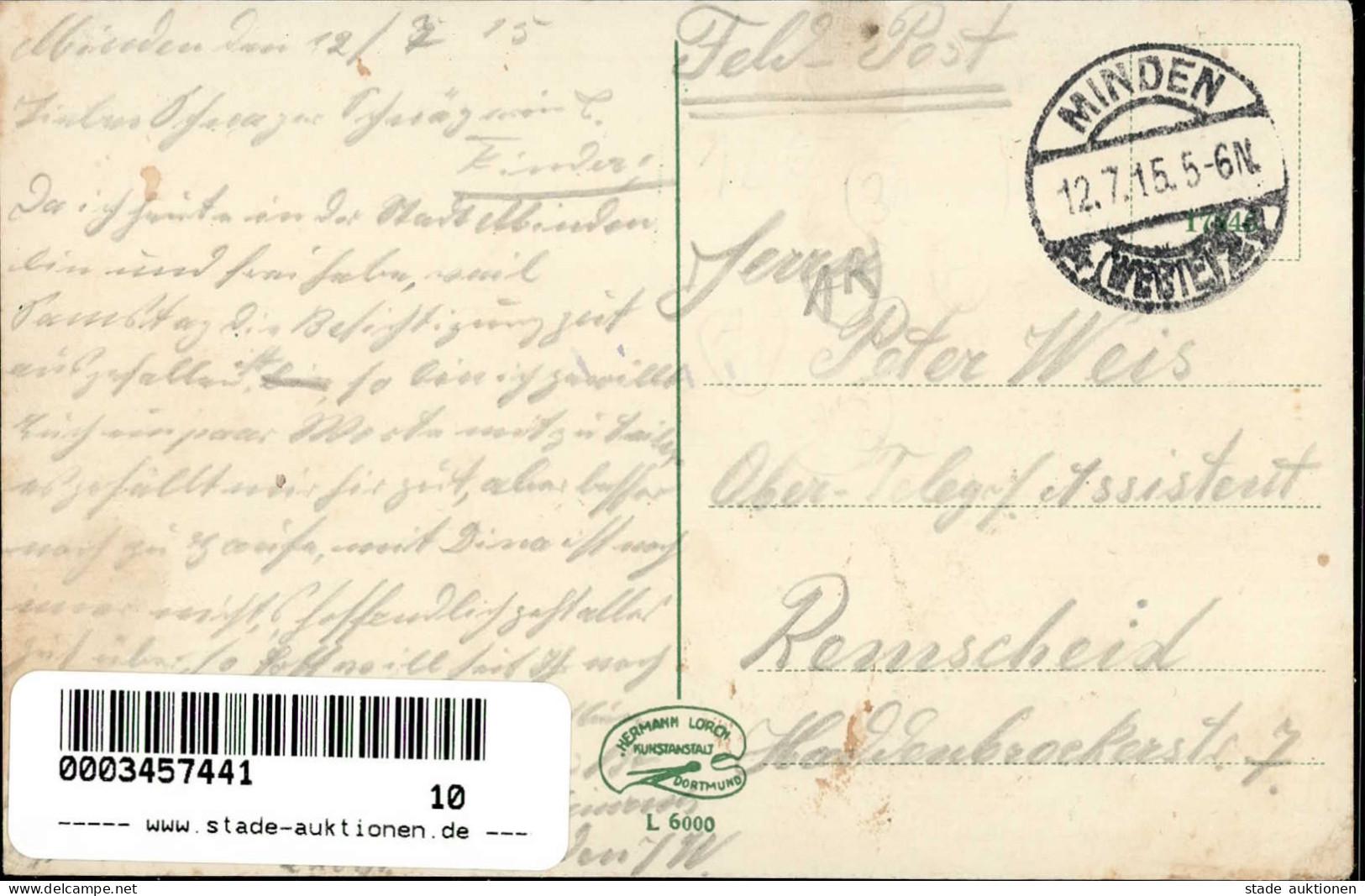 Minden (4950) Kurfürstendenkmal Regierung 1915 I-II (Ecken Gestaucht RS Fleckig) - Minden