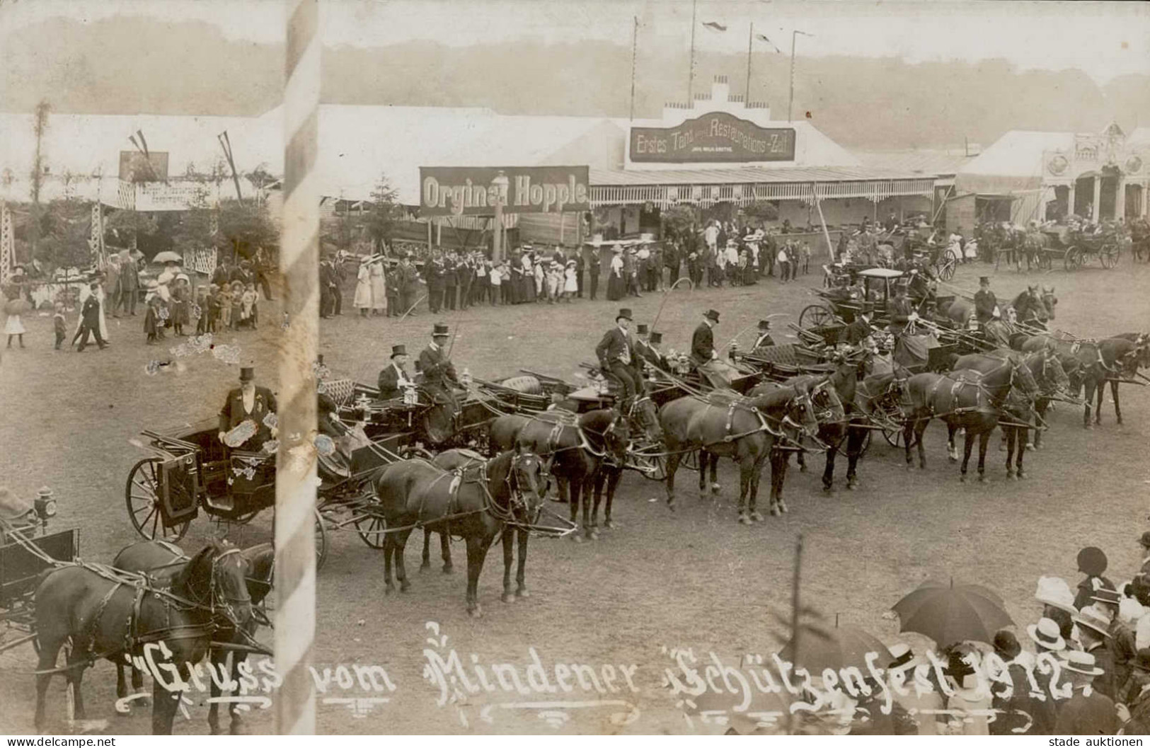 Minden (4950) Schützenfest 1912 Gasthaus Zelt W. Grothe Cafe II- (VS/RS Fleckig VS Starke Abschürfungen) - Minden