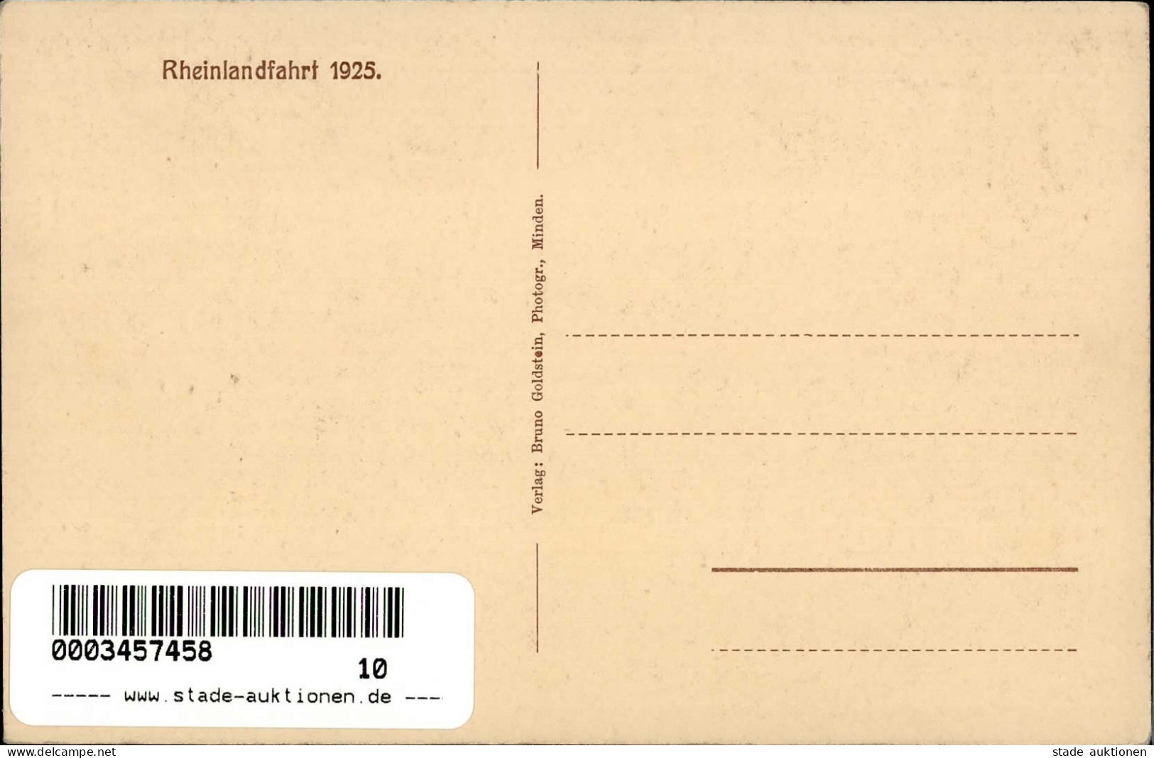 Minden (4950) Turnvater Jahn E.V. Rheinlandfahrt 1925 D.T. I- - Minden