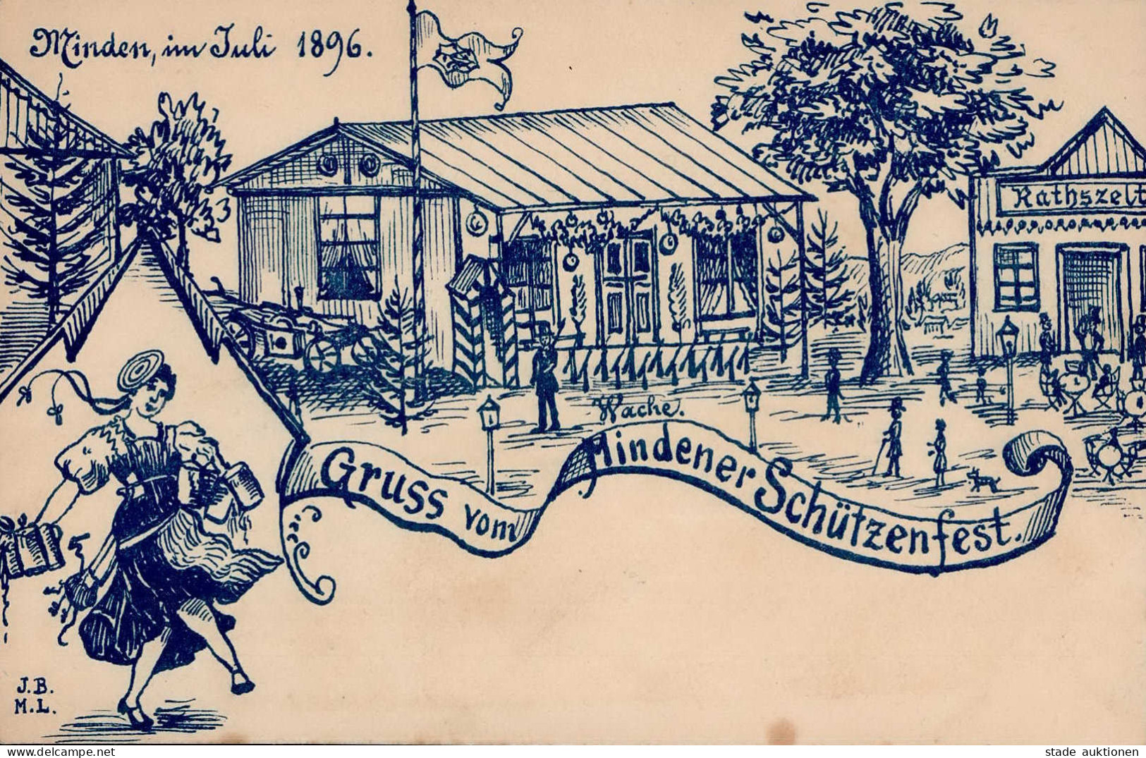 Minden (4950) Vorläufer Schützenfest Juli 1896 Sign. J.B. M.L. I - Minden