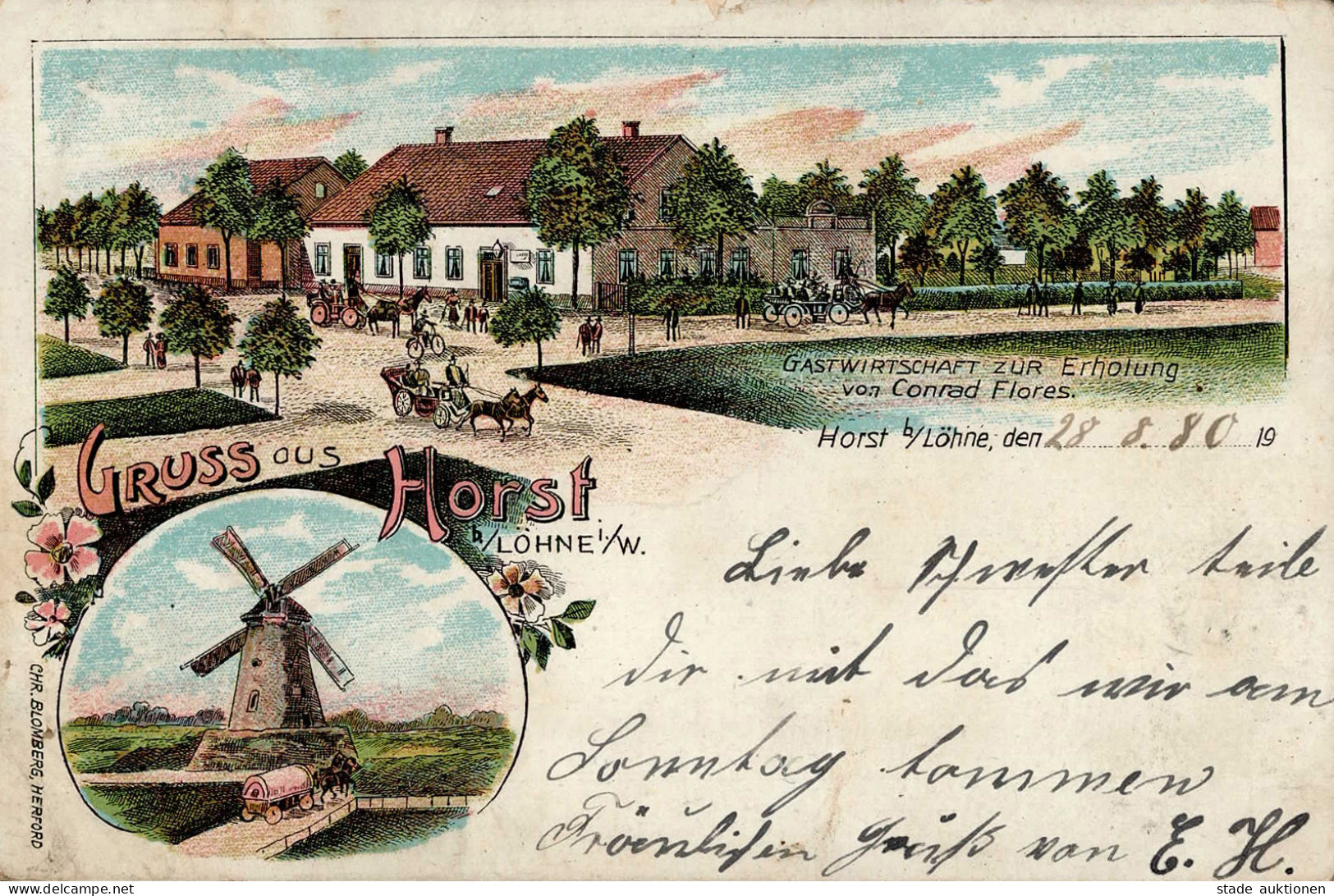 Horst (4970) Gasthaus Zur Erholung Windmühle II- (Stauchungen, Kleiner Einriss) - Sonstige & Ohne Zuordnung