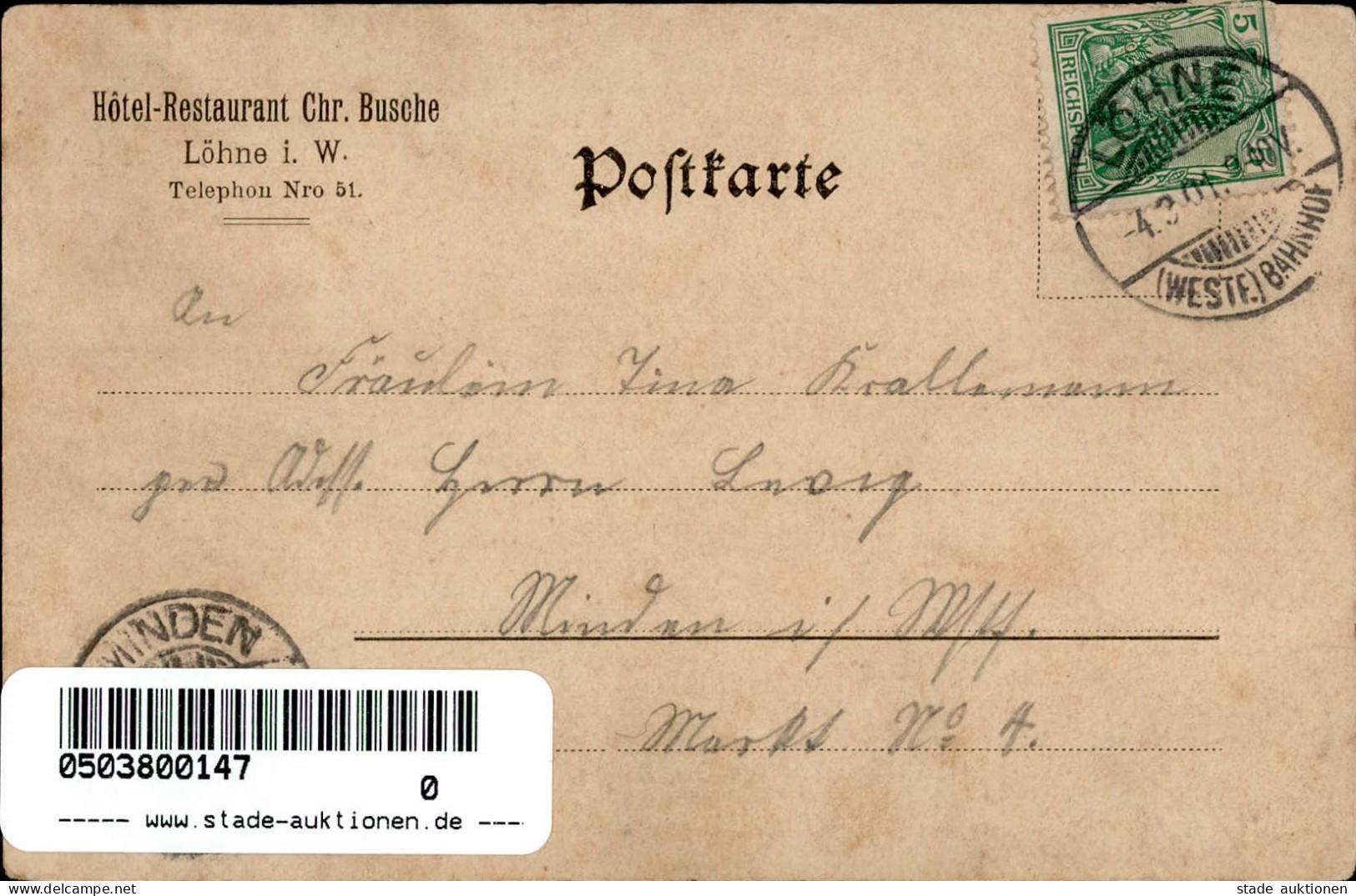 Löhne (4972) Hotel Busche 1901 I-II - Löhne