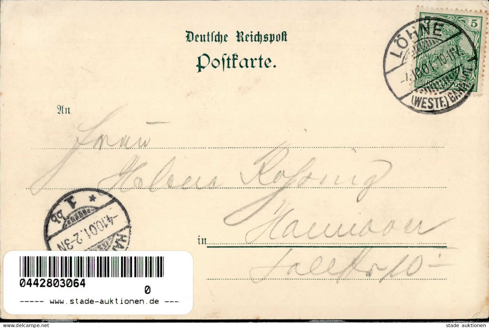 Löhne (4972) Porta Westfalica Bahnhof Kirche Tracht 1901 II (Eckstauchungen) - Loehne