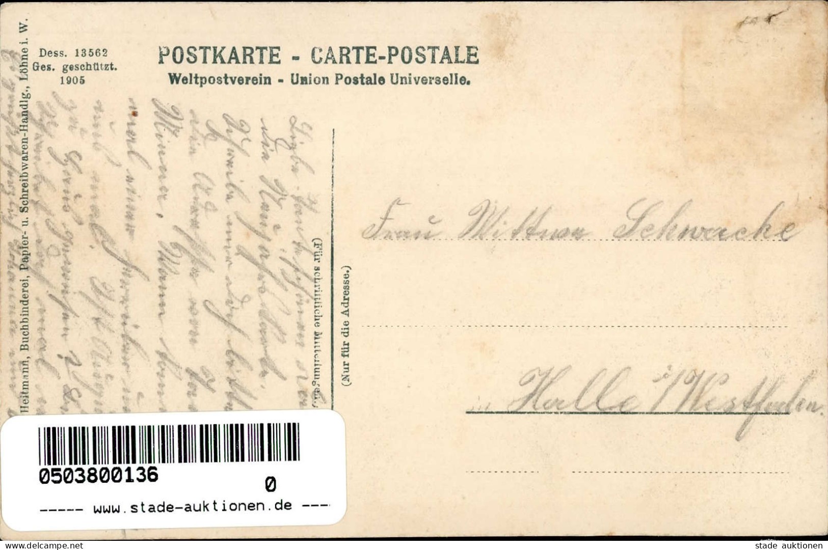 Löhne (4972) Postamt I-II (Marke Entfernt) - Löhne