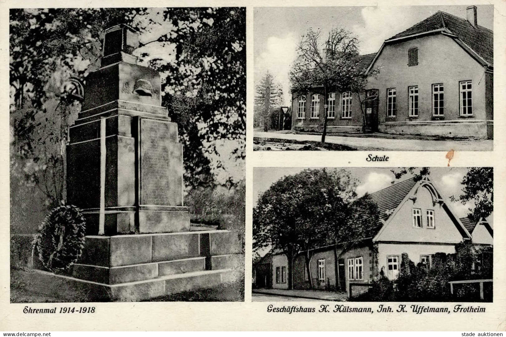 Frotheim (4992) Schule Denkmal Ehrenmal Handlung H. Hülsmann I-II (VS Kleberest Ecke Gestaucht) - Other & Unclassified