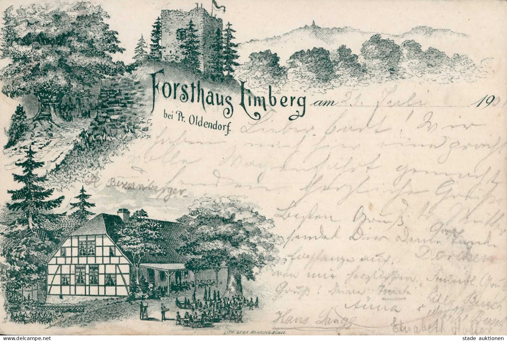 Preußisch Oldendorf (4994) Forsthaus Limberg 1901 I-II (fleckig) - Other & Unclassified