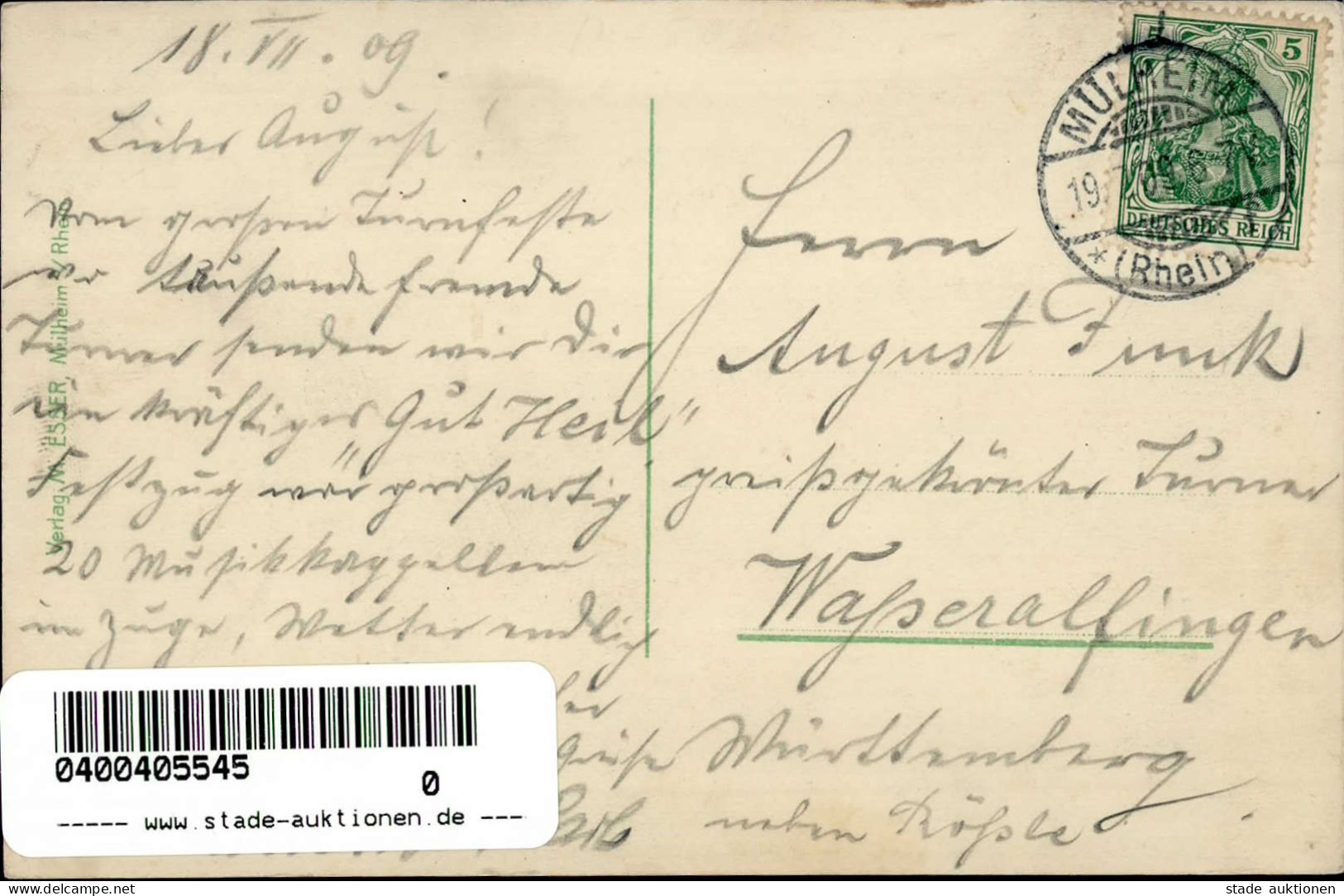 Köln Mülheim (5000) IV. Kries Turnfest Des Turnkreises VIIIb 17. Bis 19. Juli 1909 II (kleine Stauchung) - Sager, Xavier