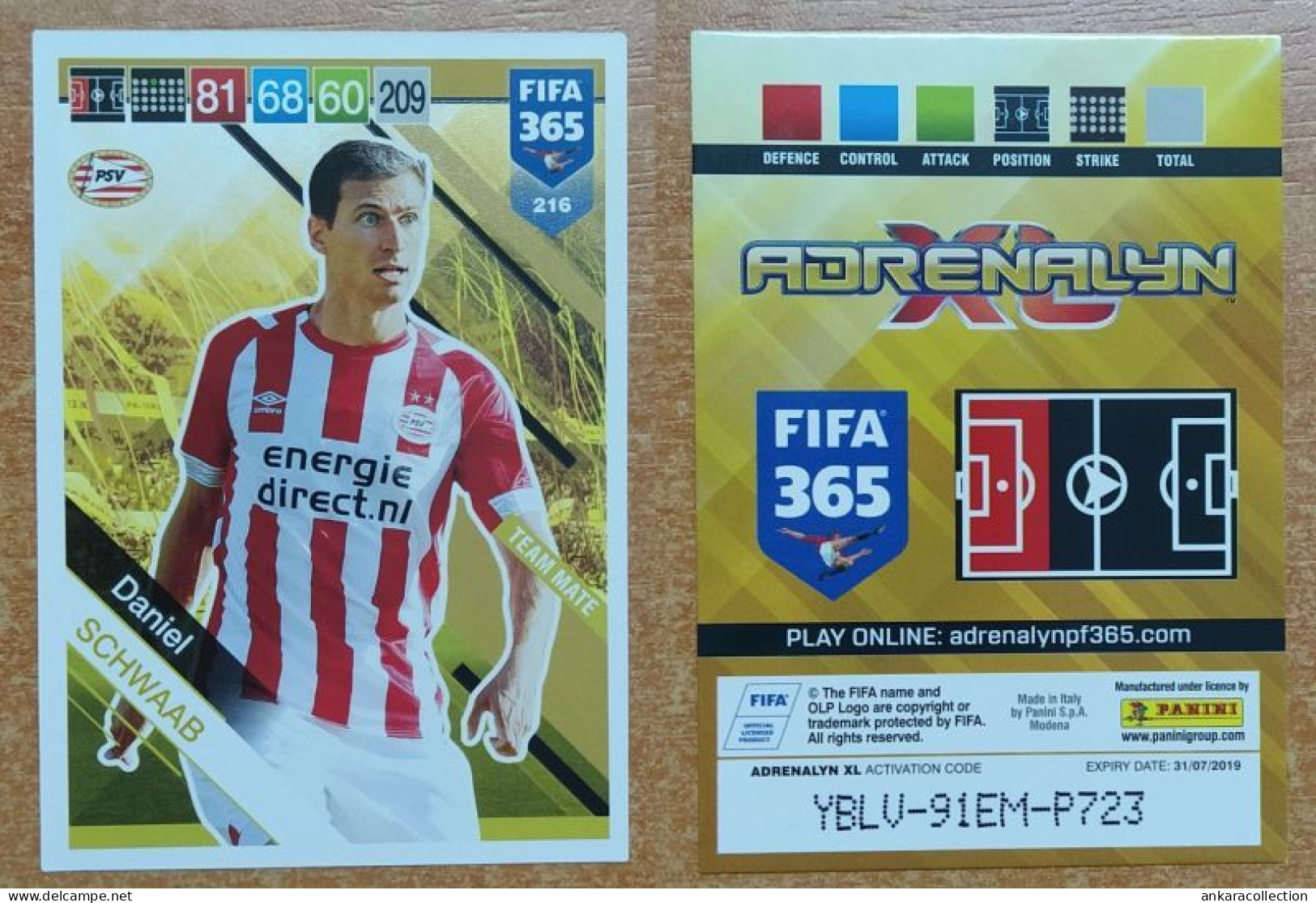 AC - 216 DANIEL SCHWAAB  PSW  PANINI FIFA 365 2018 ADRENALYN TRADING CARD - Kunstschaatsen