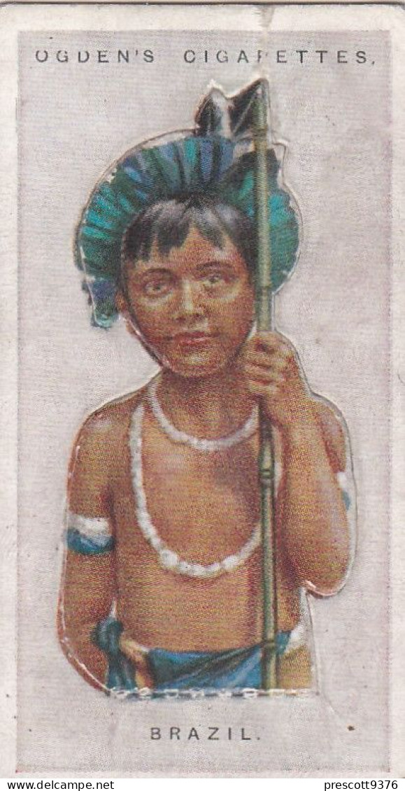 8 Brazil - Children Of All Nations 1924  - Ogdens  Cigarette Card - Original, Antique, Push Out - Ogden's