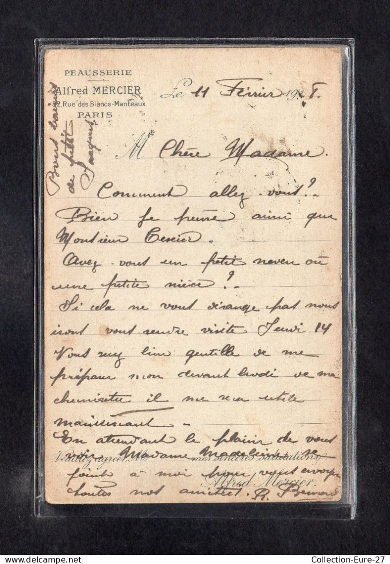 (25/04/24) 75-CPA PARIS - 4ème ARRONDISSEMENT - PEAUSSERIE ALFRED MERCIER - 32 RUE DES BLANCS MANTEAUX - Arrondissement: 04