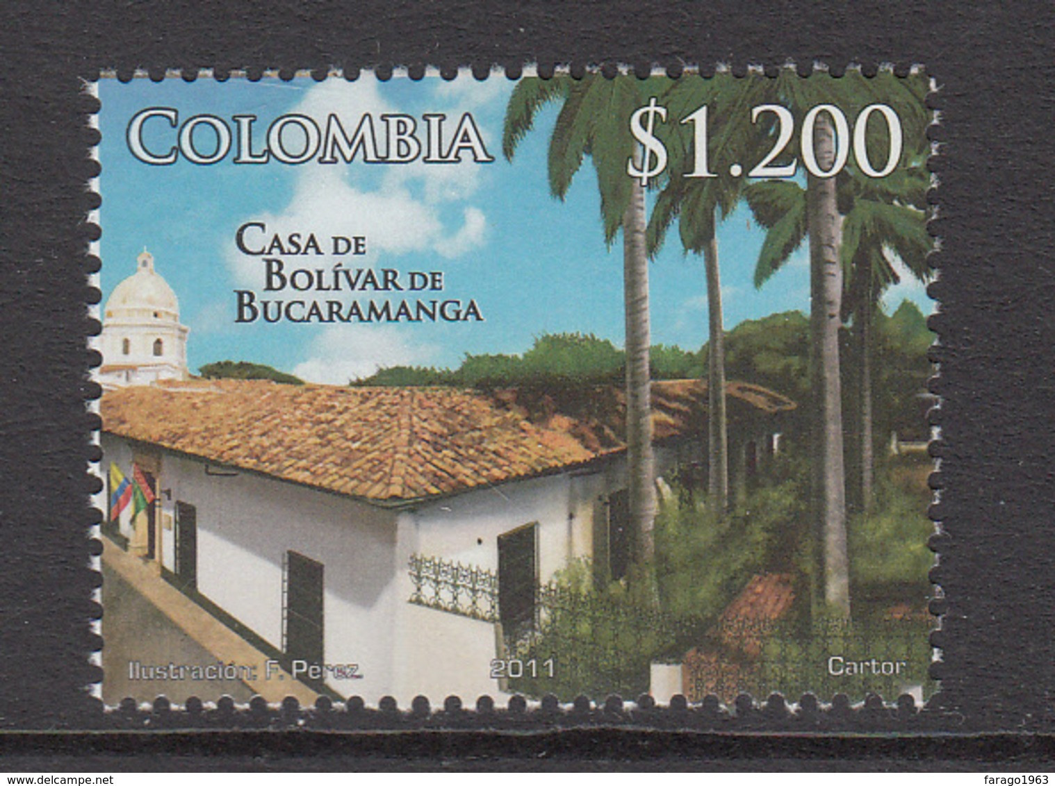 2011 Colombia Bolivar House     Complete Set Of 1  MNH - Colombie