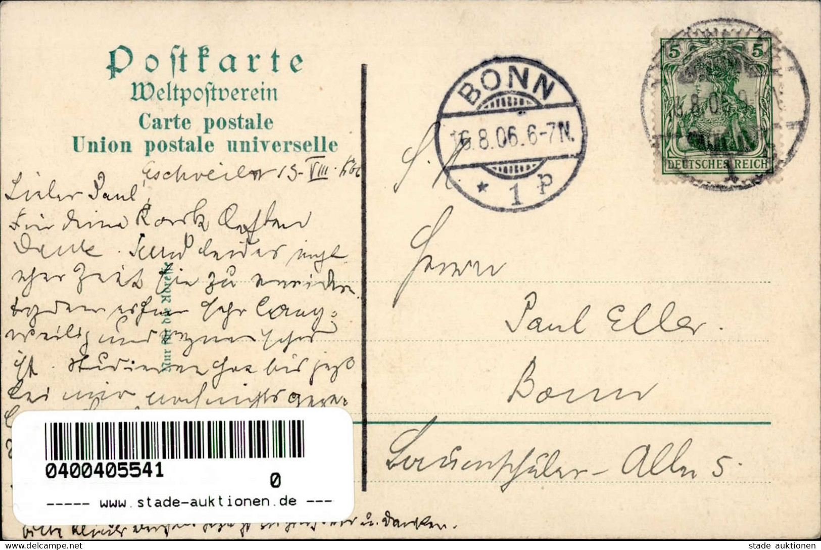 Eschweiler (5180) Post-Strasse 1906 I- - Other & Unclassified