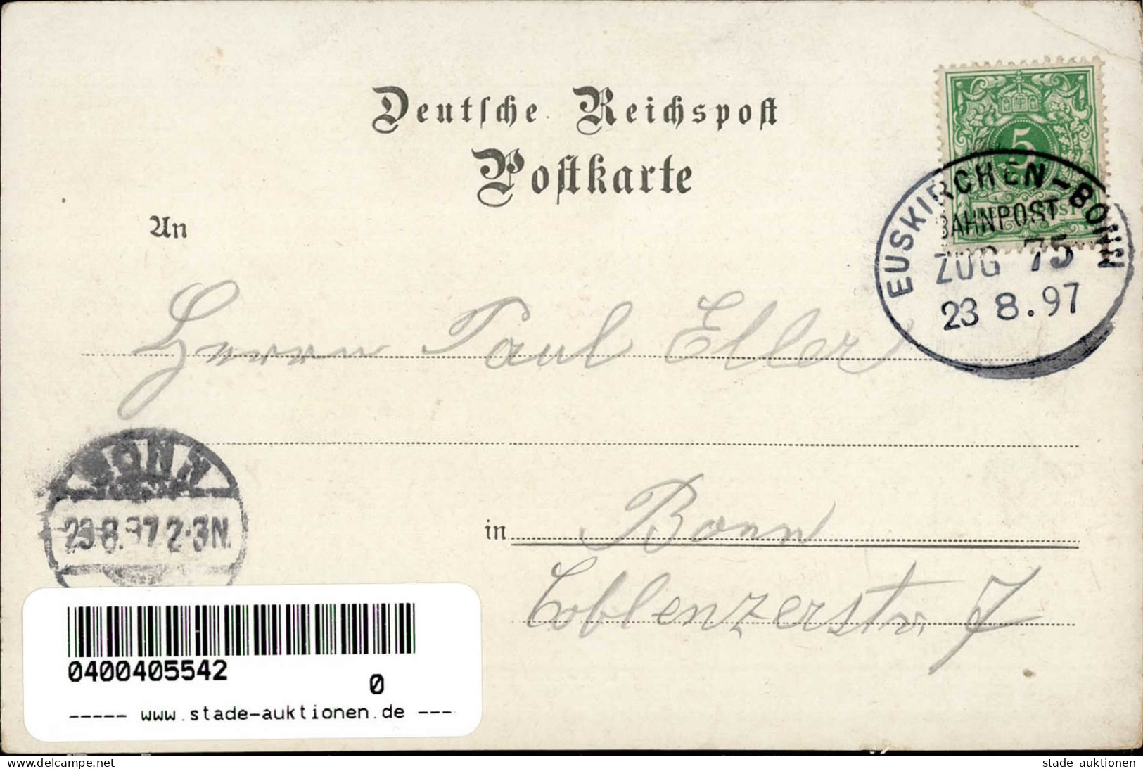Gielsdorf (5305) Gasthaus Zum Bären Bahnpost Euskirchen Bonn Zug 75 1897 II (Stauchung) - Other & Unclassified
