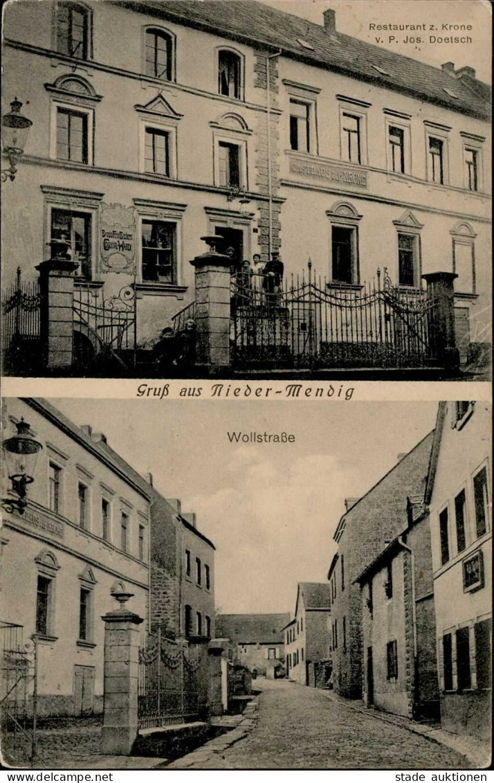 Niedermendig (5442) Gasthaus Zur Krone J. Doetsch Wollstrasse 1914 I-II - Other & Unclassified