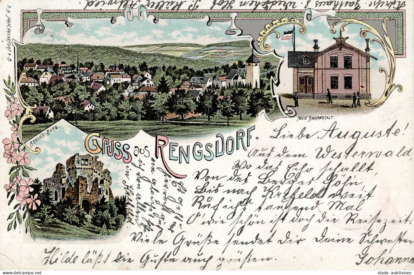 Rengsdorf (5455) Brauns-Burg Neue Badeanstalt 1898 I-II (Ecken Gestaucht) - Neuwied