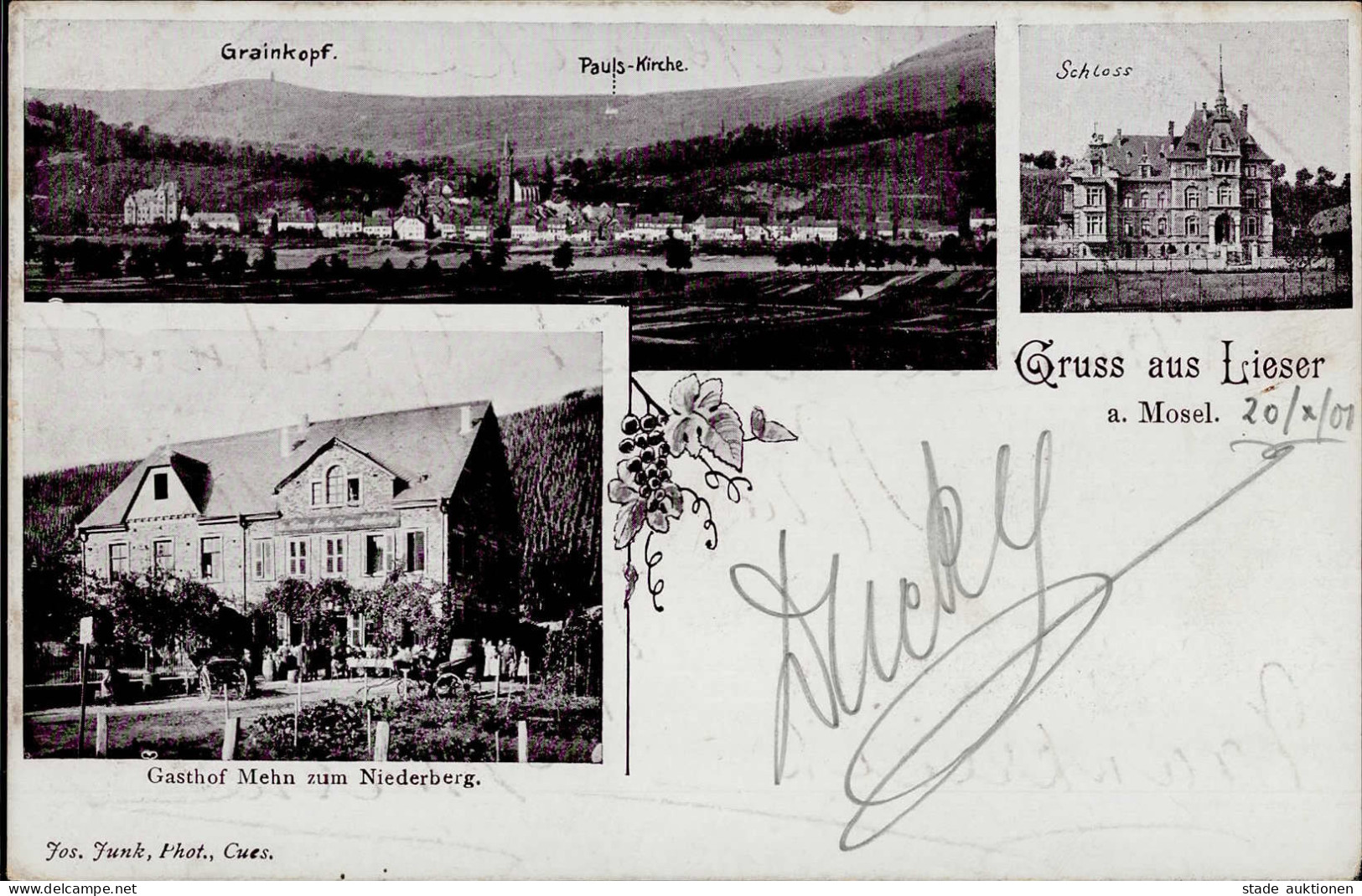 Lieser (5550) Gasthaus Mehn Schloss 1901 I-II (Randmangel, Fleckig) - Other & Unclassified