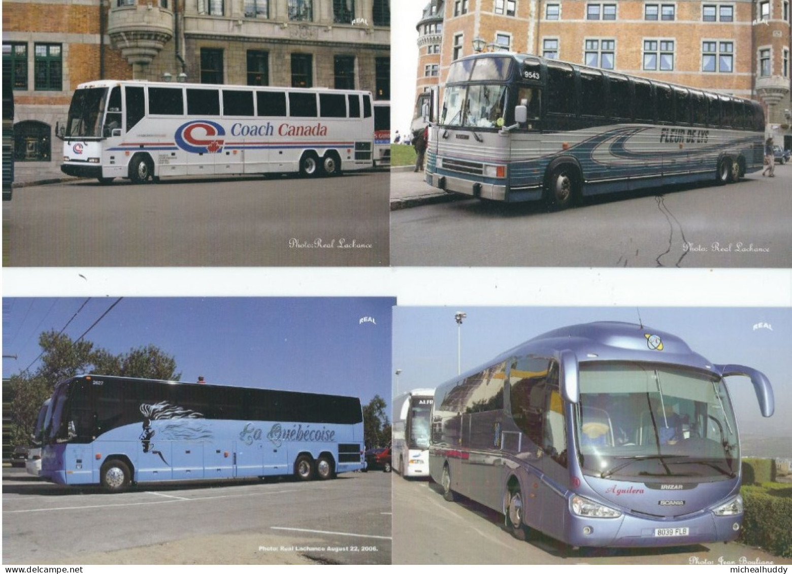 4  POSTCARDS  NORTH AMERICAN  COACHES PUBLISHED  BY REAL LA CHANCE  IN CANADA - Buses & Coaches