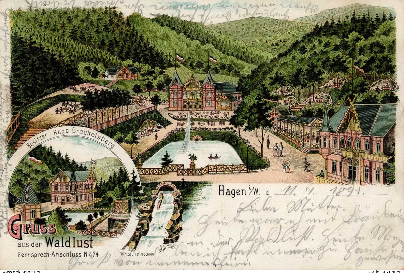 Hagen (5800) Gasthaus Waldlust 1897 I-II (fleckig, Stauchung) - Hagen